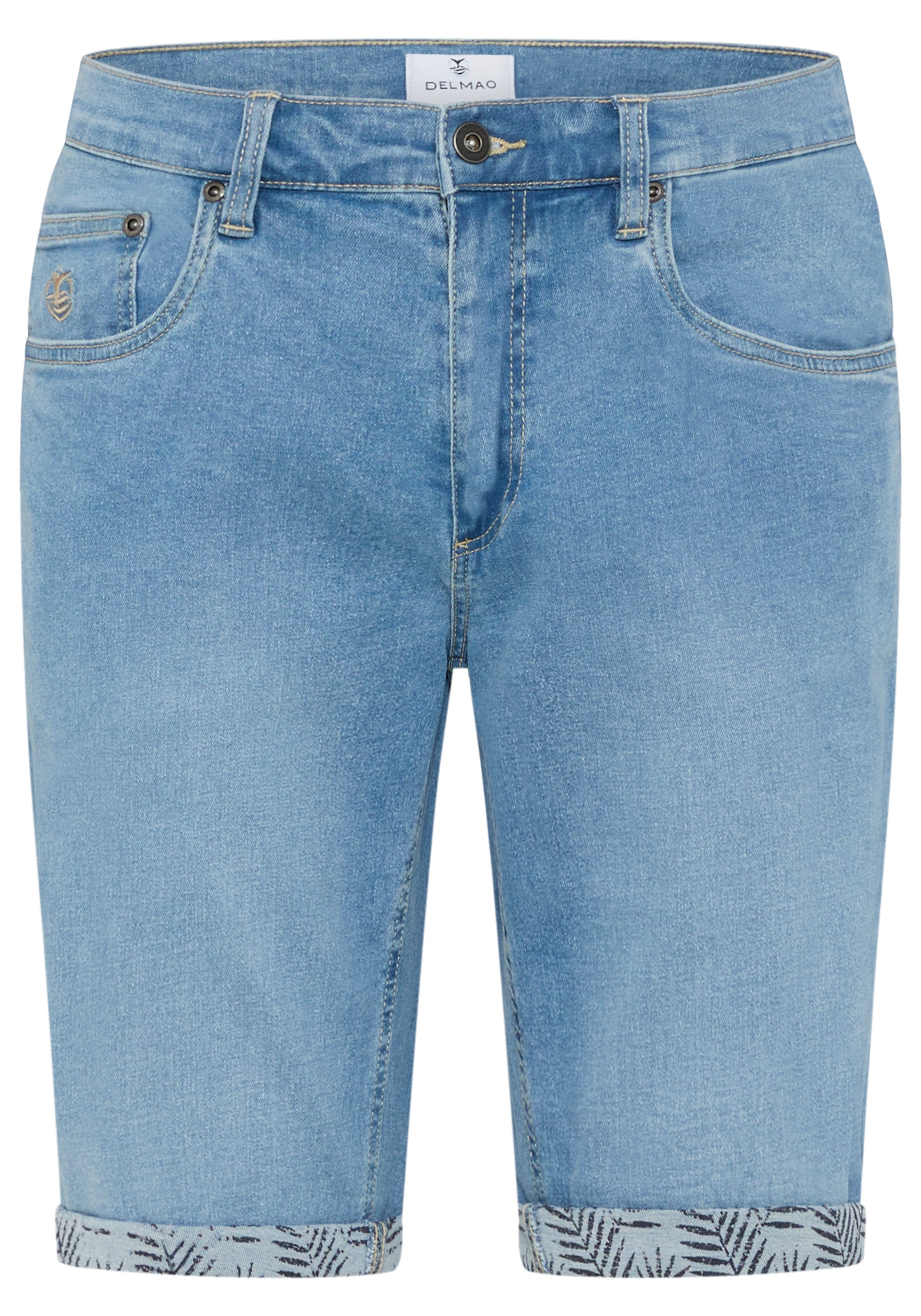 DELMAO Jeansshorts gerade geschnittene Beine, Regular-Fit, kniefreie Länge