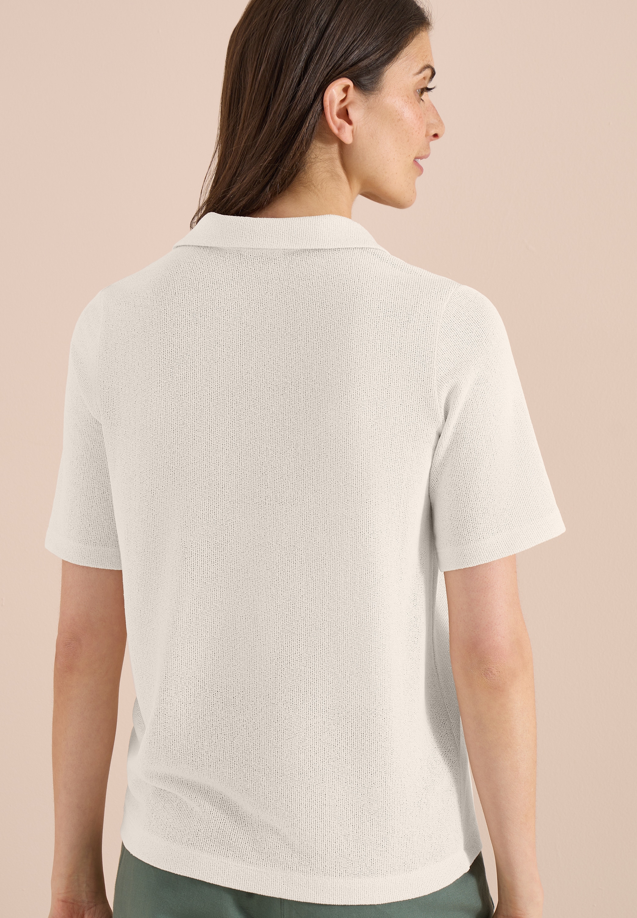 Cecil Poloshirt Strick-Look Shirt in Unifarben