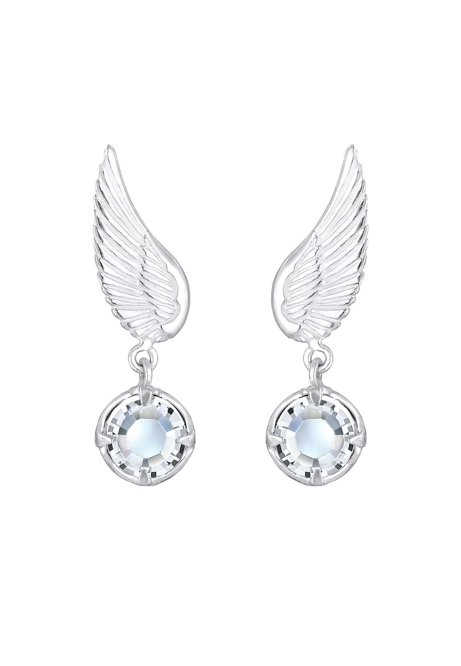 Elli Paar Ohrhänger »Ohrringe Earclimber Flügel Glas Kristalle Weiß 925 Sterling Silber«