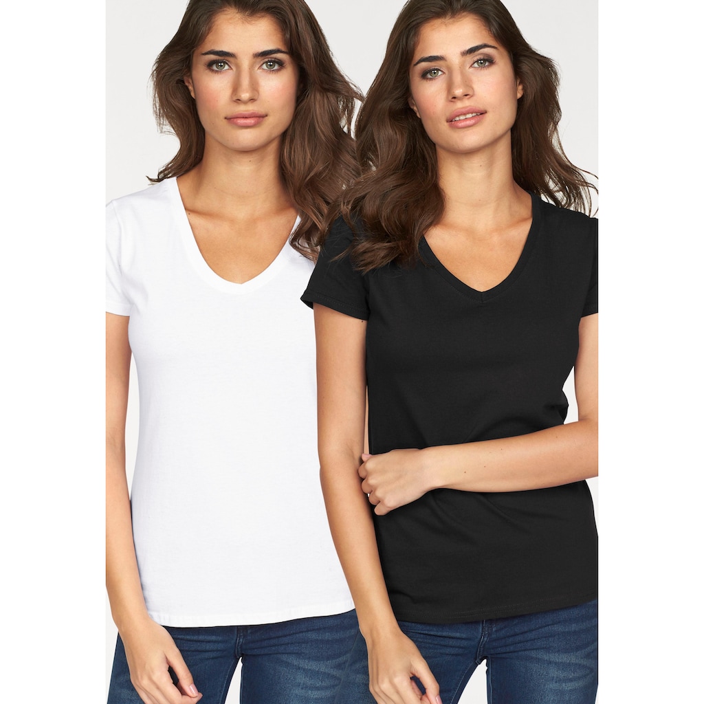 Fruit of the Loom V-Shirt »Lady-Fit Valueweight V-Neck«, (Packung, 2 tlg., 2er-Pack)