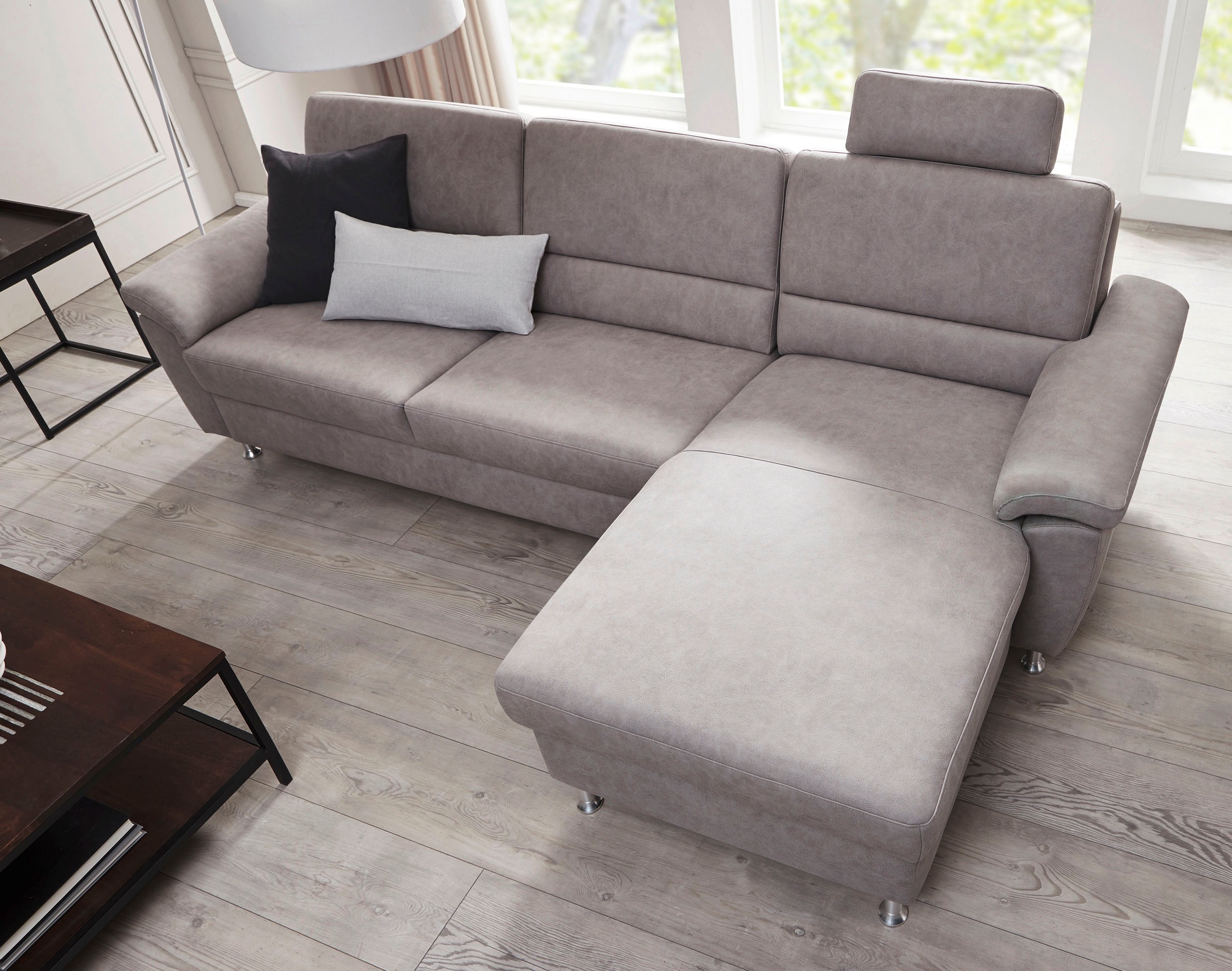 CALIZZA INTERIORS Ecksofa »Onyx L-Form«, Recamiere links oder rechts, wahlweise mit Bettfunktion, Breite 270 cm