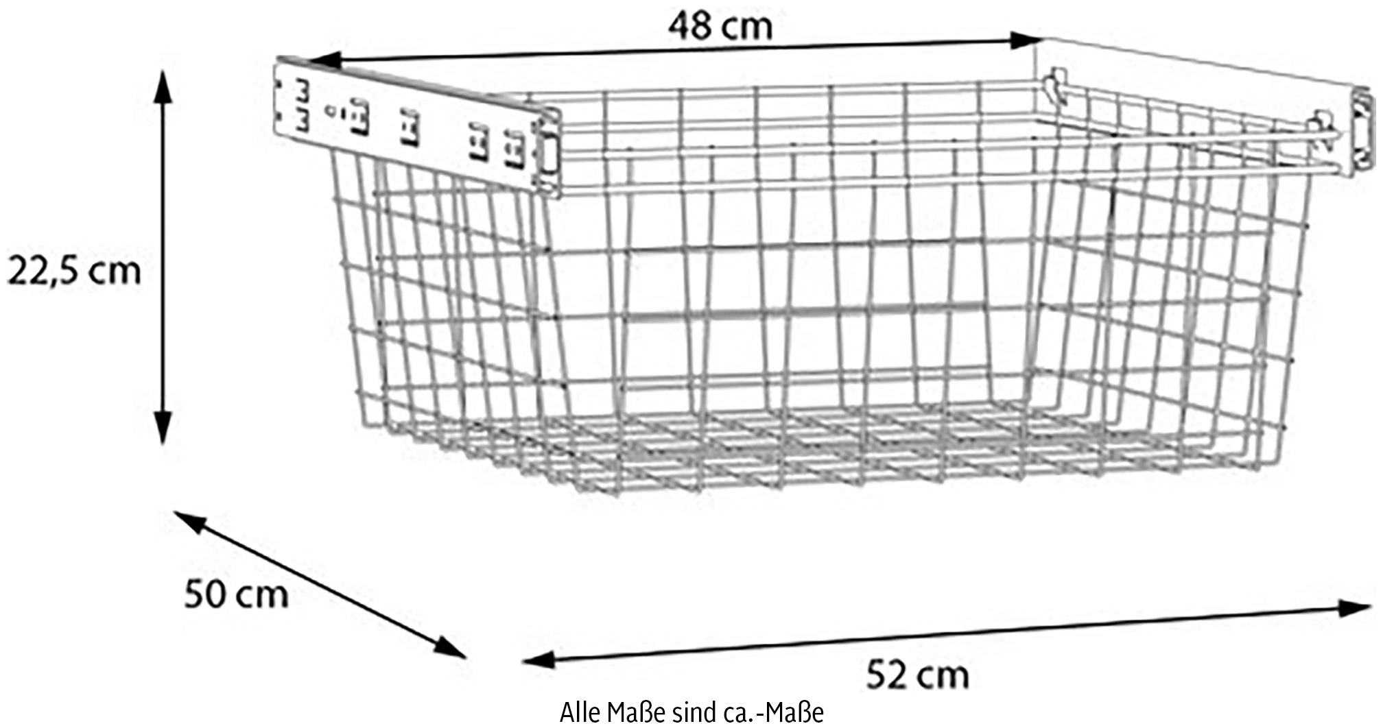 FORTE Inneneinteilung B/H/T 52/22,5/50 cm, optinal bestellbar, Metallkorb