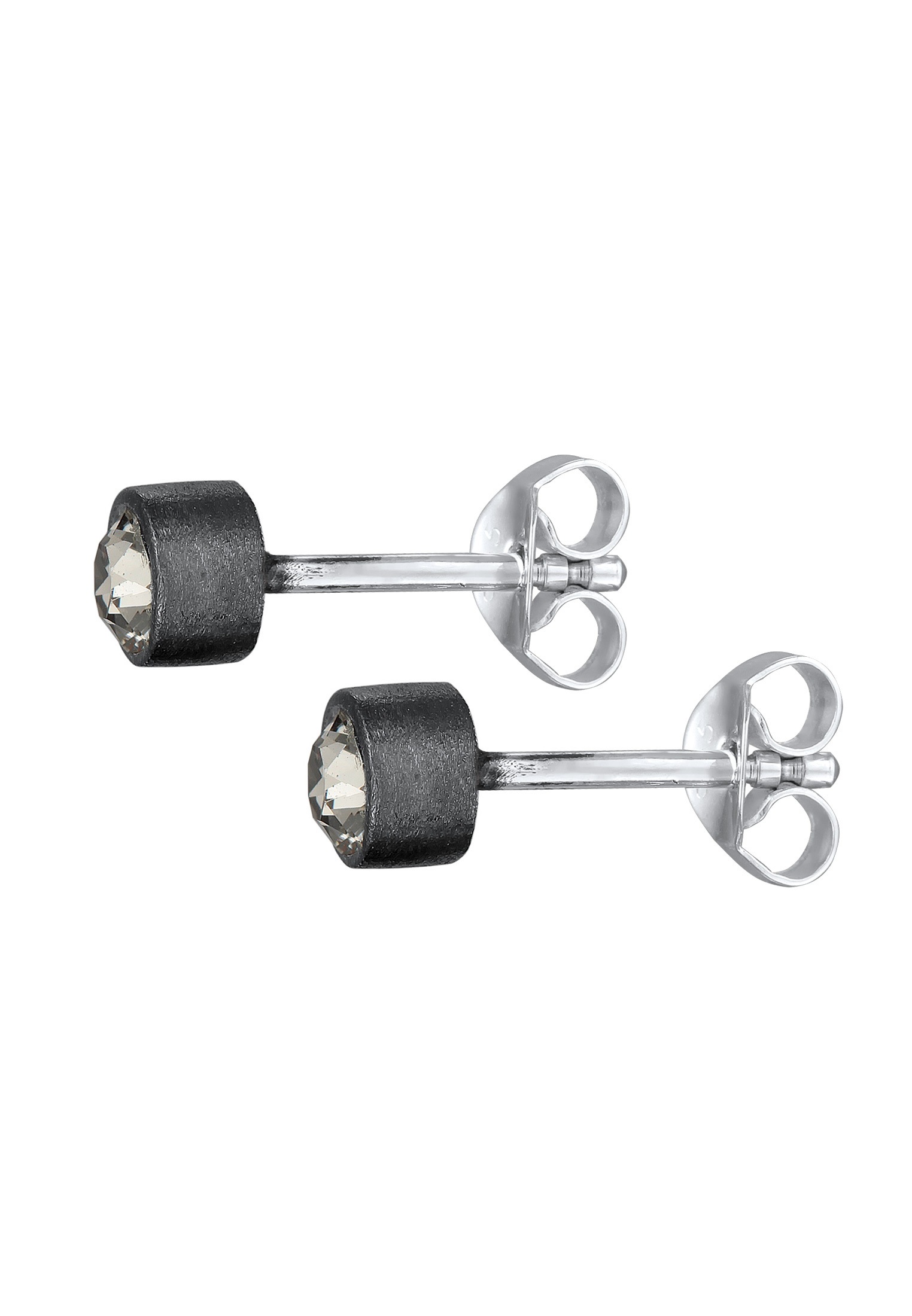 Kuzzoi Paar Ohrstecker »Ohrringe Kristalle Rund Oxidiert Trend Modern 925 Silber«