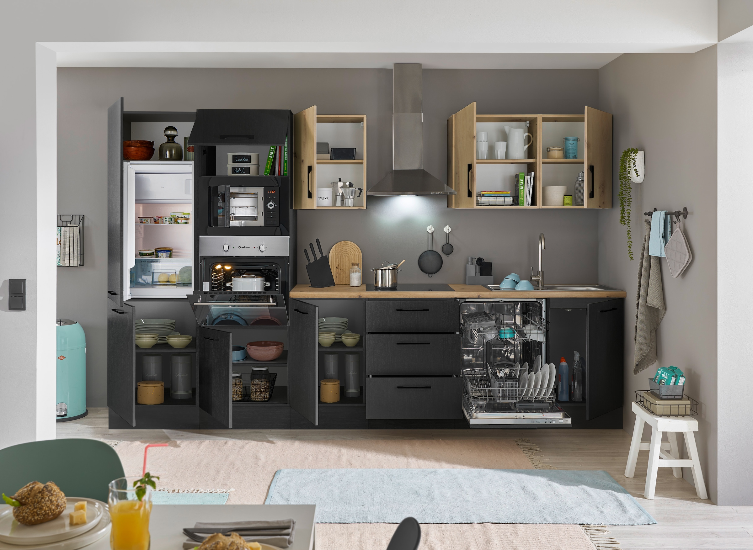 BASIC by Balculina Küchenzeile »Turin« Breite 340 cm, wahlweise mit E-Geräten