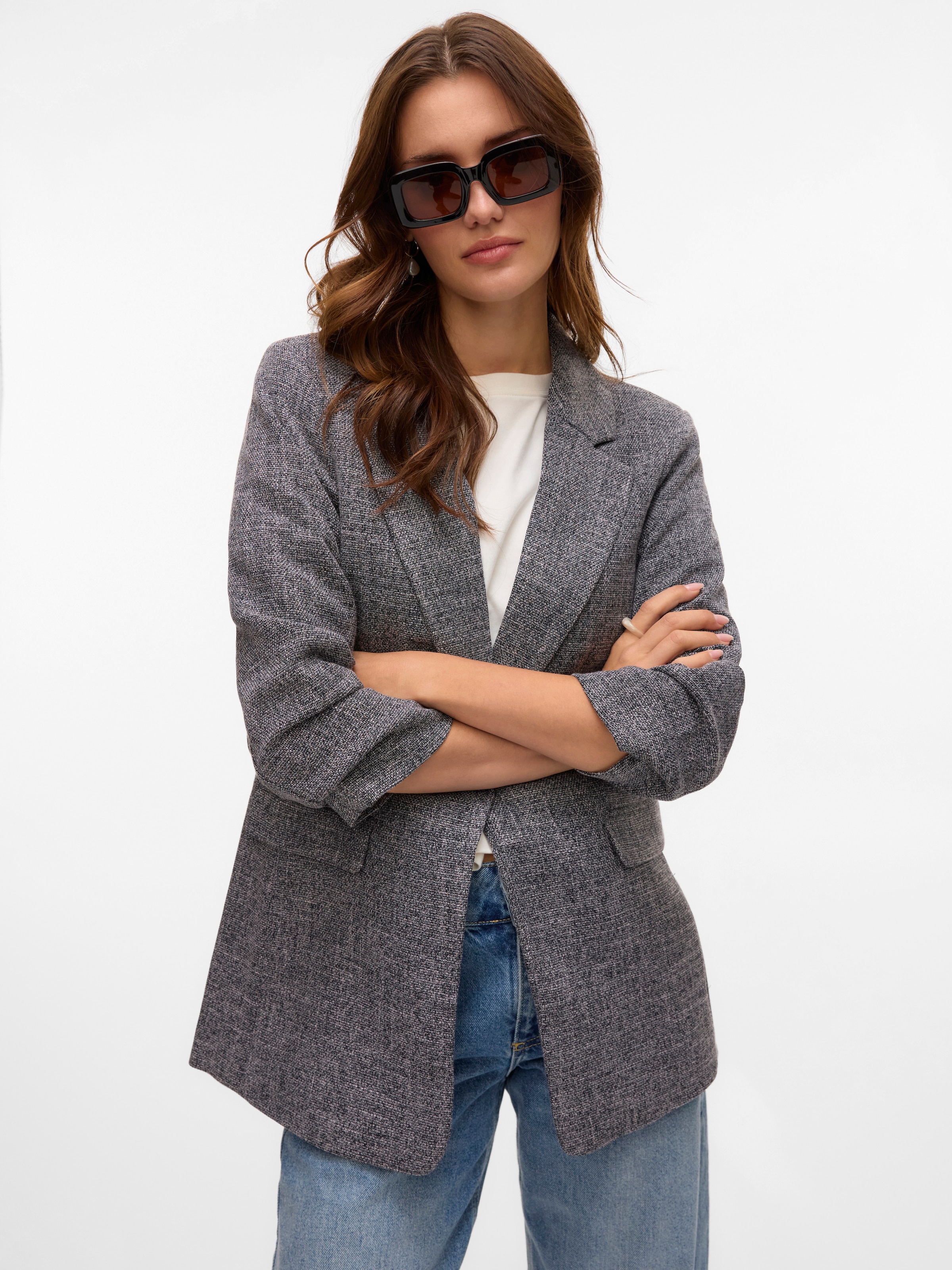 Vero Moda Longblazer »VMFRIDA LS REGULAR BLAZER NOOS«, ohne Verschluss und mit gerafften 3/4 Arm