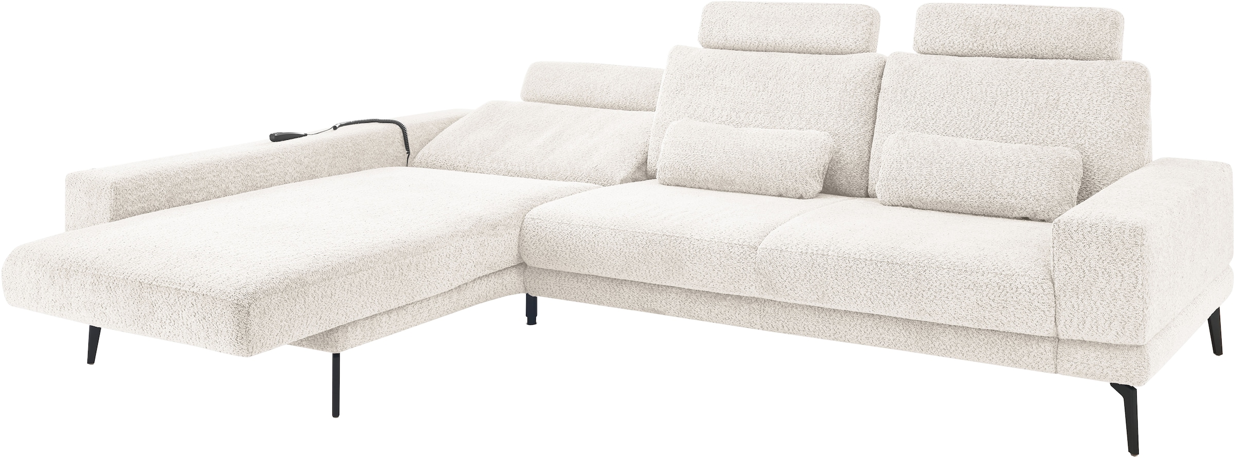 set one by Musterring Ecksofa »SO 3600, inkl motor. Sitztiefenverstellung, Kopfstützen, Nierenkissen«, Sitzhöhe 42 cm, Federkern, Breite 293 x Tiefe 180 cm, Kama natur