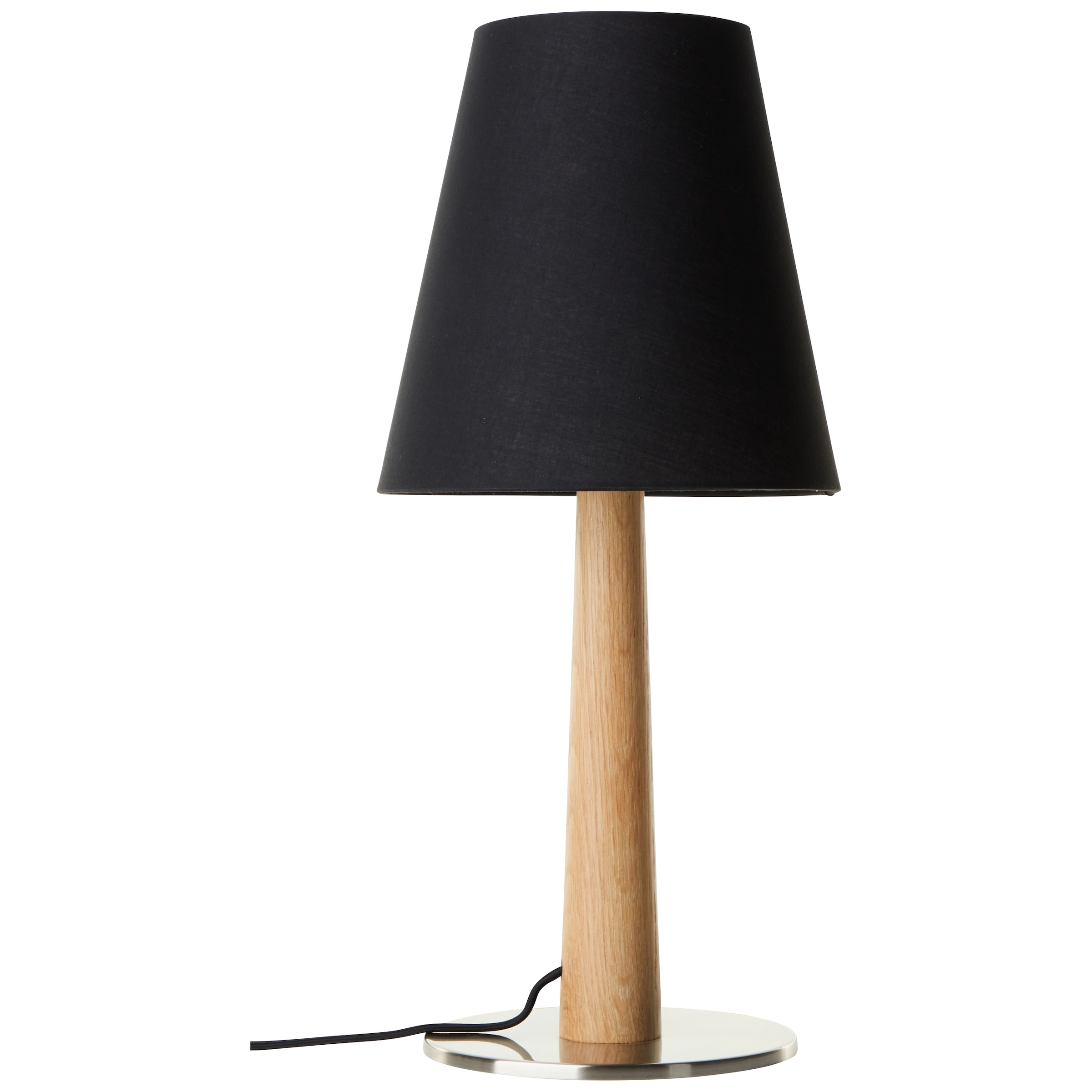 lumiCouture Tischleuchte »Timber« E27 1 Stk. Ø 25 cm x 55 cm, E27 Fassung, Wippschalter, Holz/Textil, braun/schwarz
