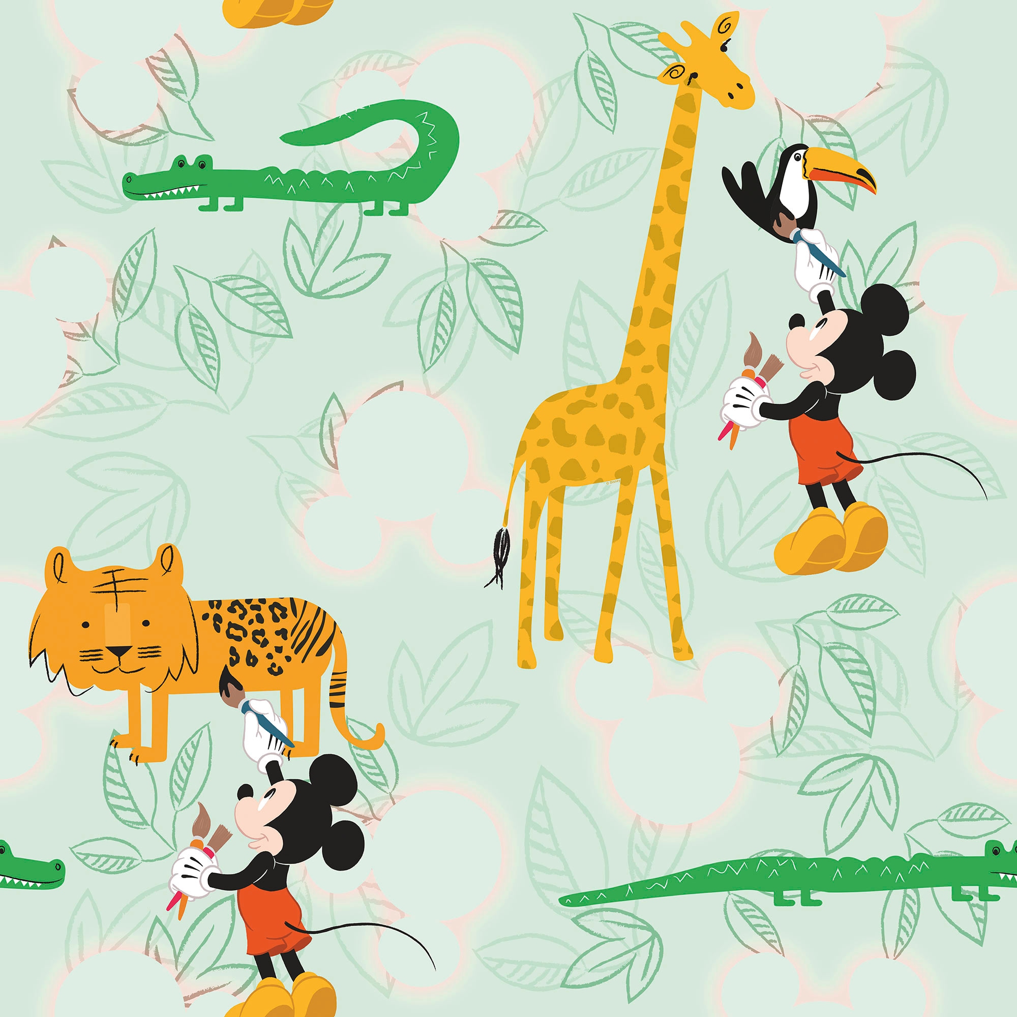 Komar Fototapete »Rapport Tapete - Mickey Doodle Zoo - Größe 53 x 1005 cm«, bedruckt, Wohnzimmer, Schlafzimmer