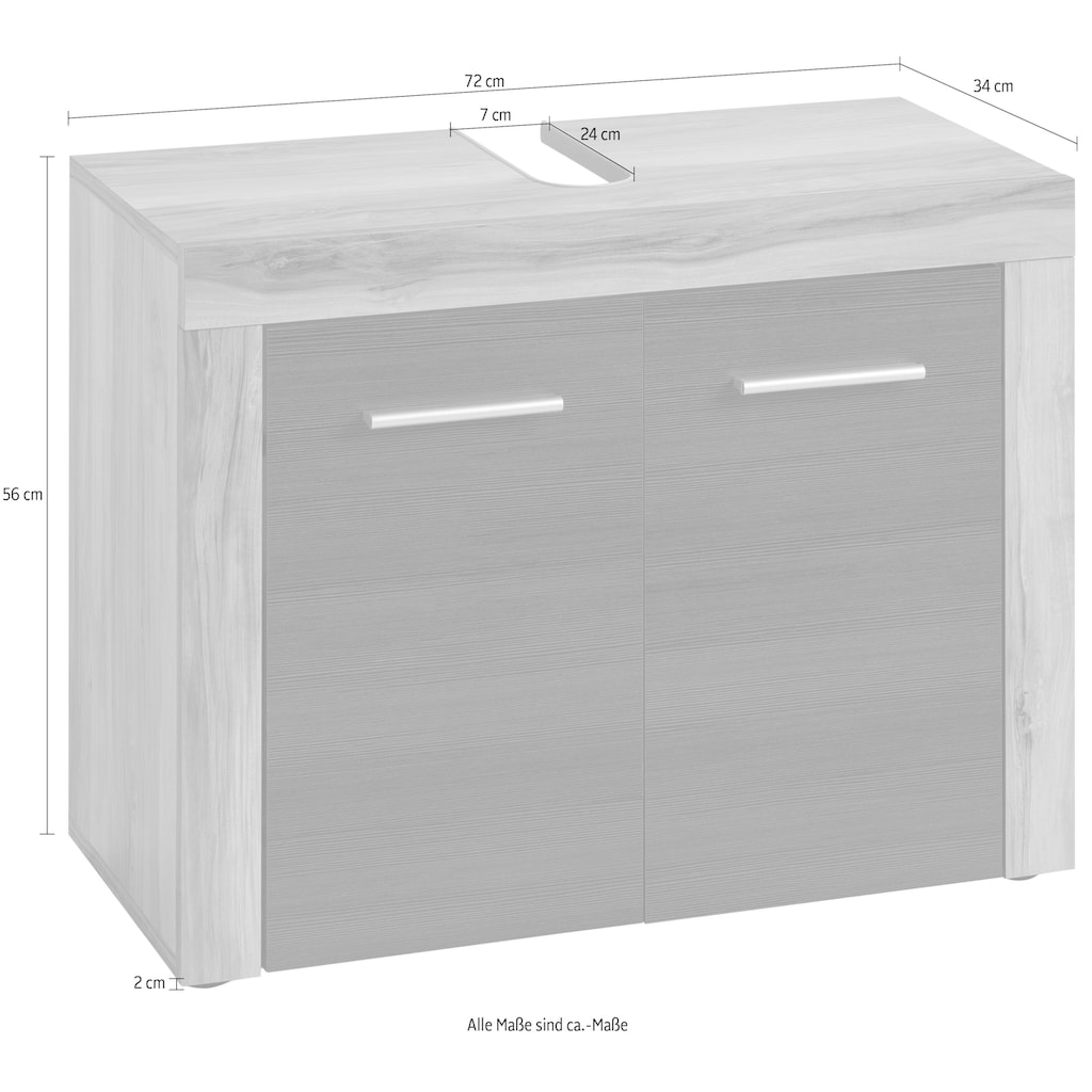 trendteam Waschbeckenunterschrank »Carcassonne«, mit Rahmenoptik in Holztönen, Höhe 56 cm