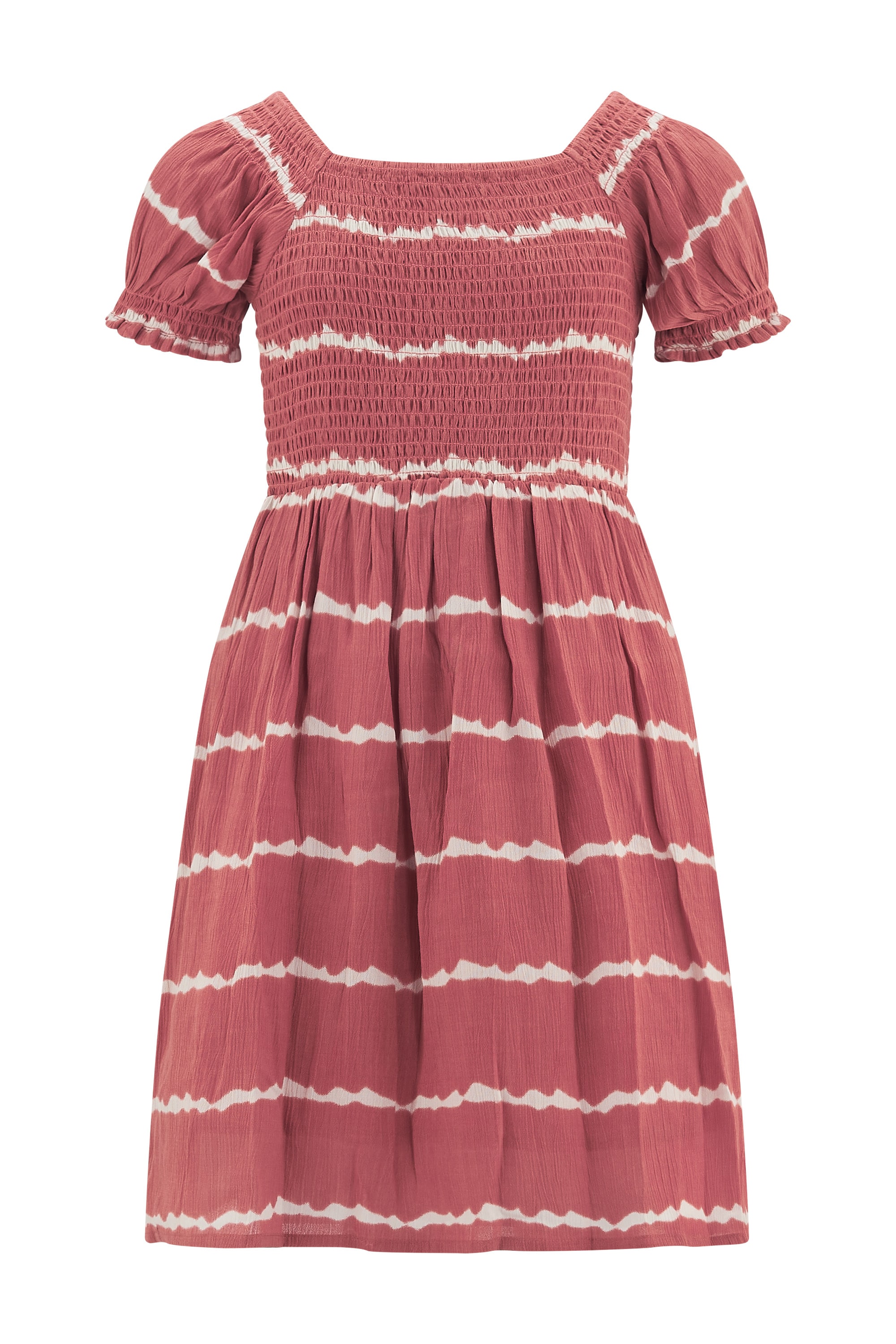 happy girls Druckkleid mit gesmoktem Oberteil