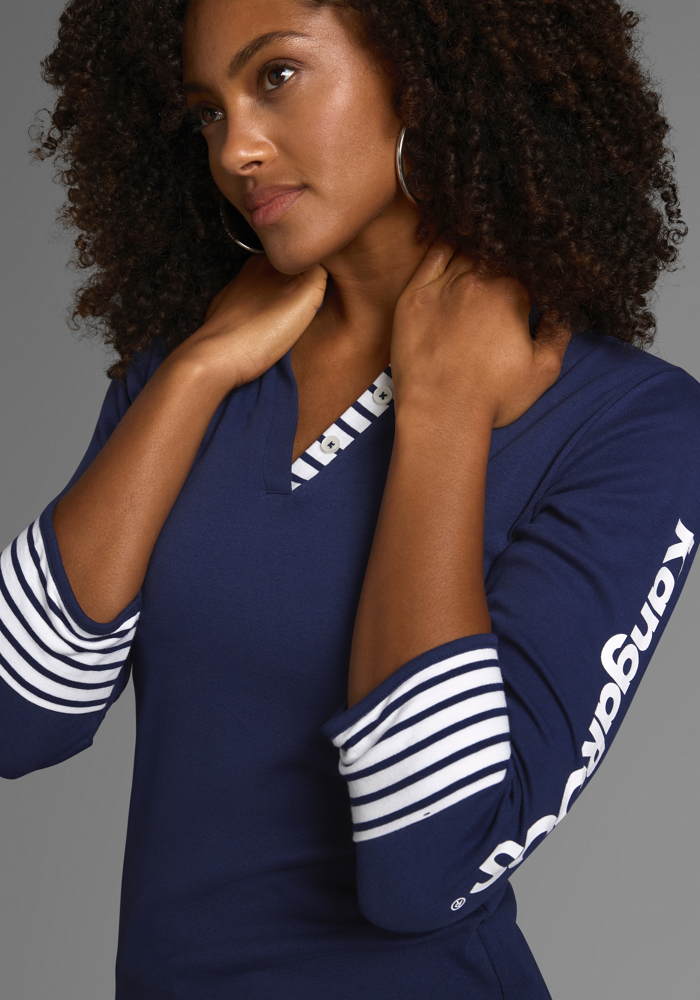 KangaROOS 3/4-Arm-Shirt 3/4-Arm,  figurbetonte Passform,  mit Logodruck