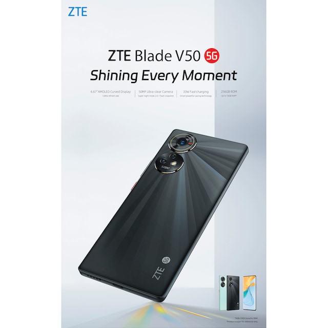 ZTE Smartphone »Blade V50 5G«, schwarz, 16,94 cm/6,67 Zoll, 256 GB  Speicherplatz, 50 MP Kamera ➥ 3 Jahre XXL Garantie | UNIVERSAL
