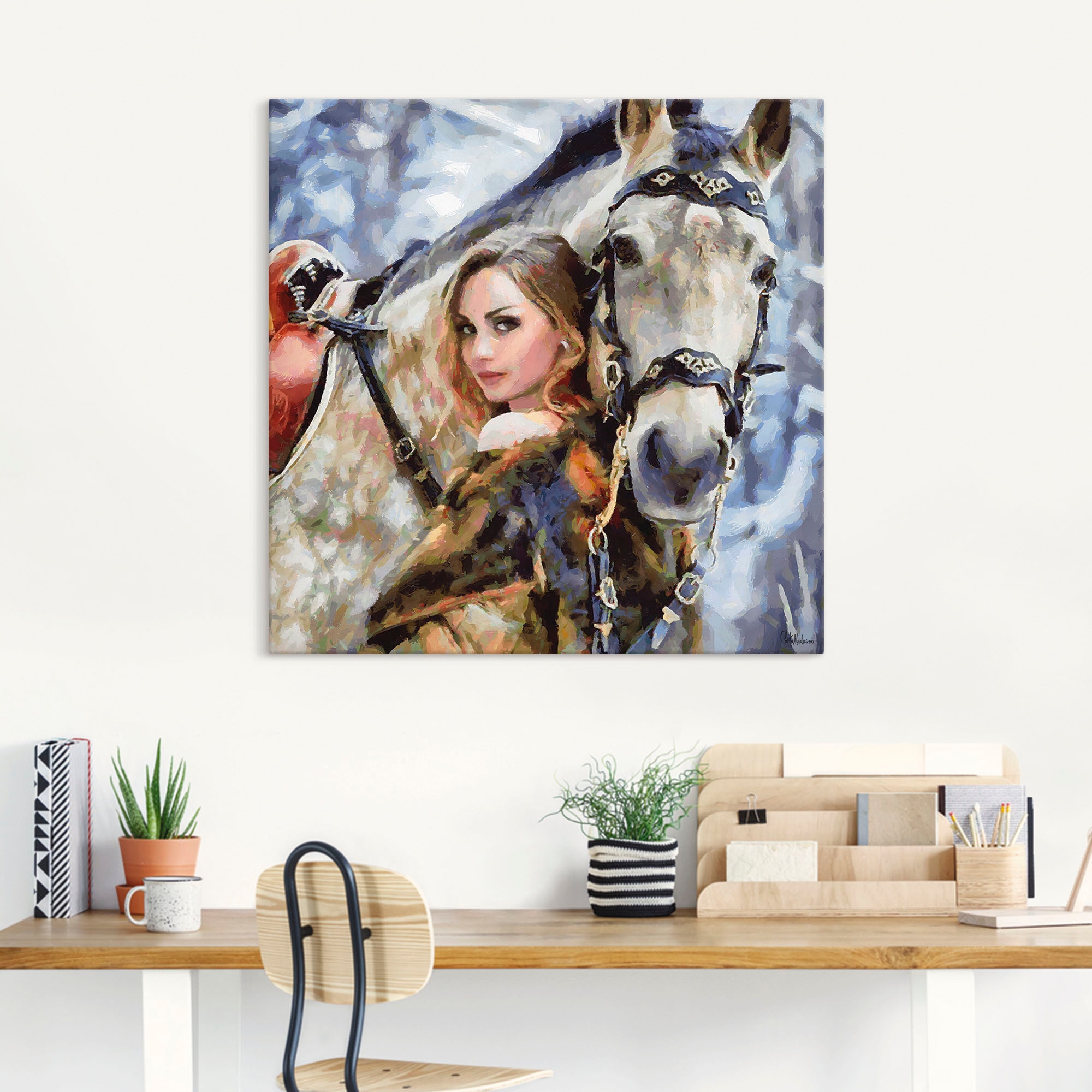 Artland Wandbild »Mädchen mit weißem Pferd«, Portrait, (1 St.), als Leinwandbild, Poster, Wandaufkleber in verschied. Größen