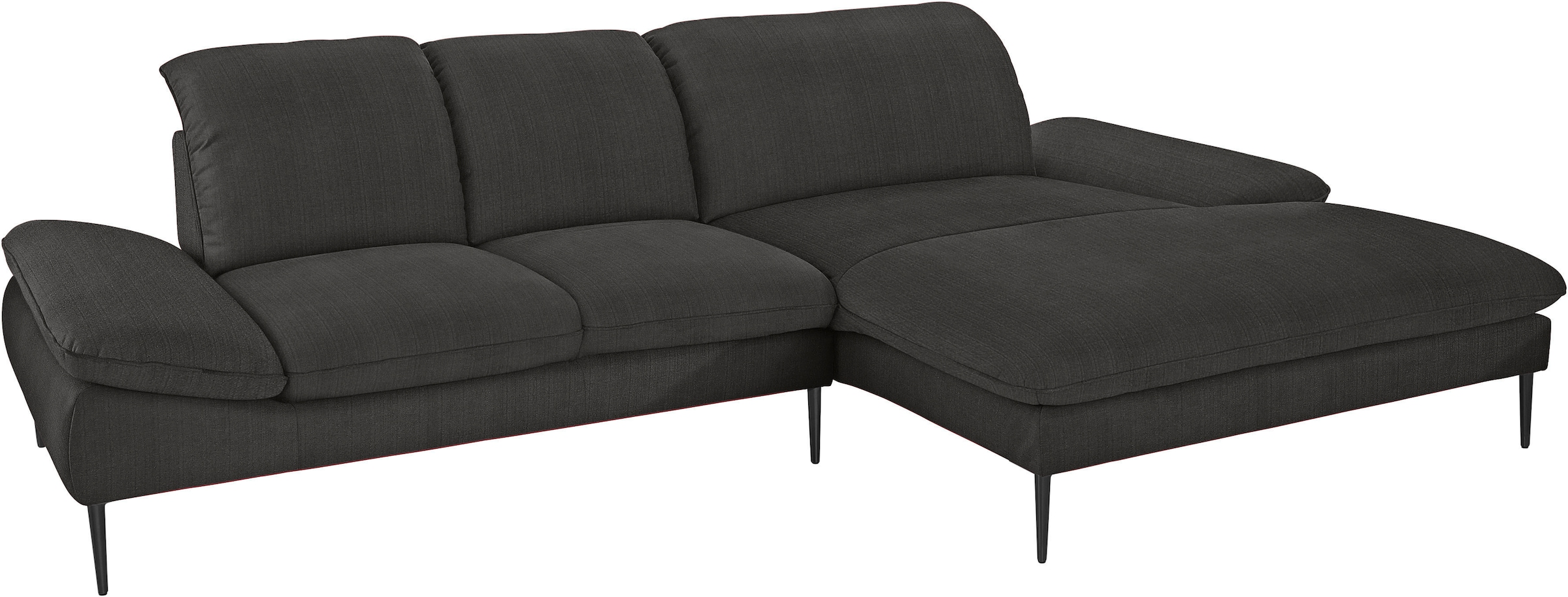 W.SCHILLIG Ecksofa »enjoy&MORE, Designsofa, elegant und bequem, L-Form«, Sitztiefenverstellung, Füße schwarz pulverbeschichtet, Breite 310 cm