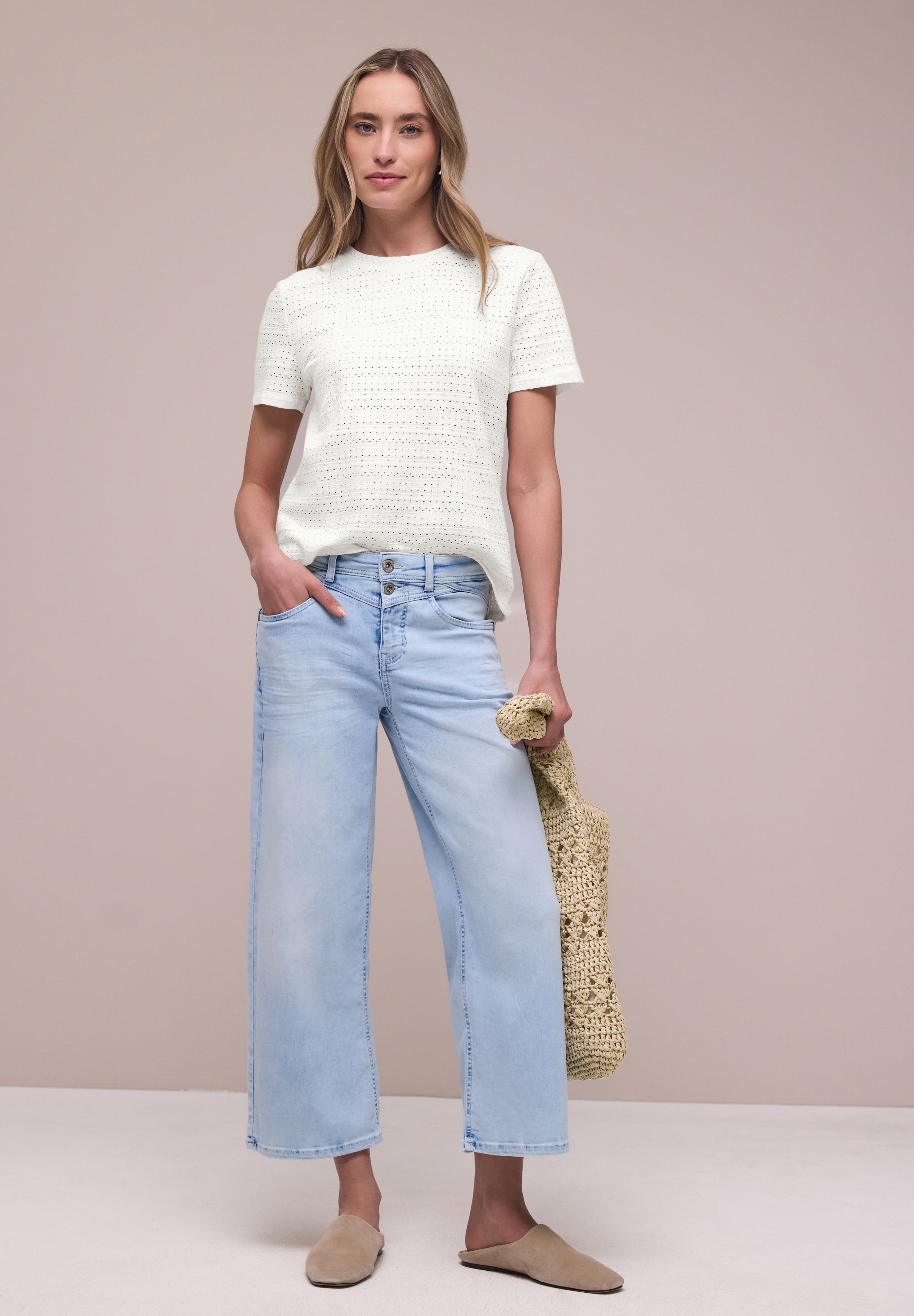 STREET ONE Kurzarmshirt mit Rundhals aus Spitze