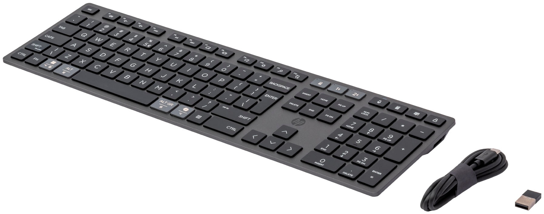 HP Wireless-Tastatur »720« (Fn-Tasten | USB-Anschluss | Ziffernblock | verstellbare Füße)