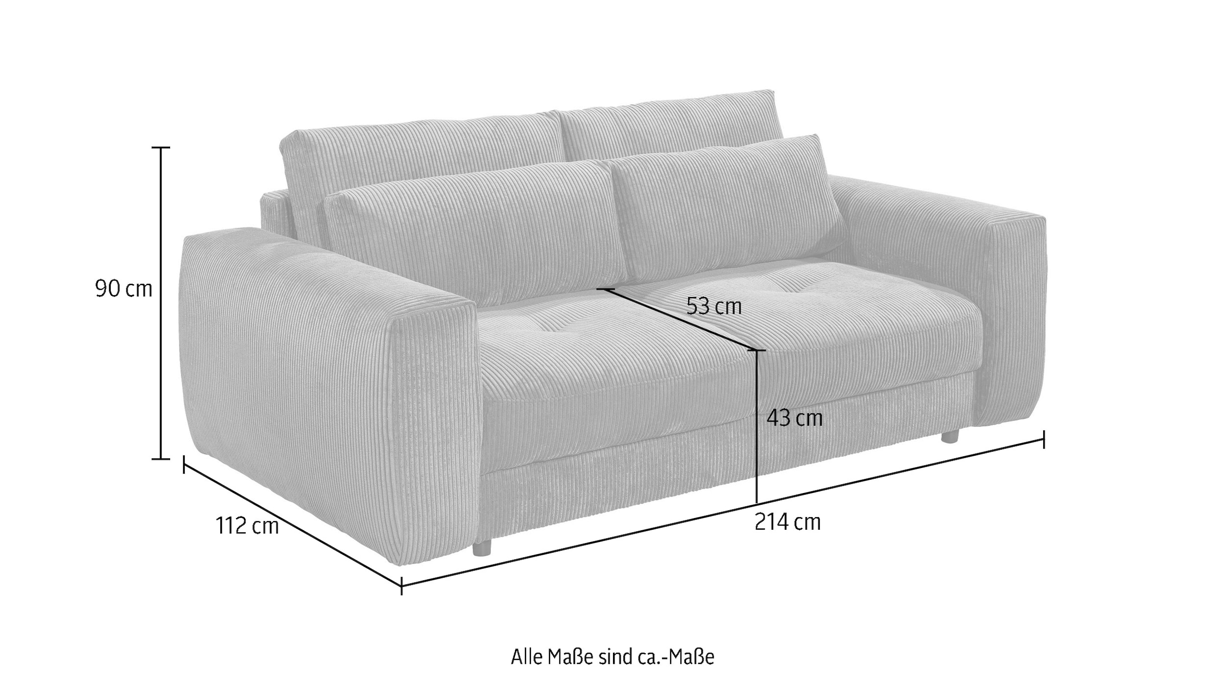 ED EXCITING DESIGN 2-Sitzer »Barura«, Big-Sofa mit 2 Nierenkissen