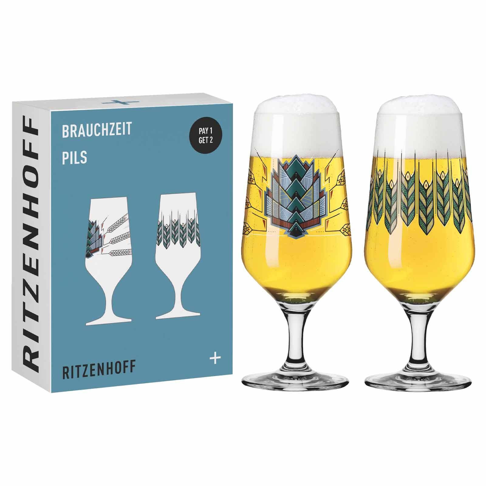 Ritzenhoff Pilsgläser mit Motiv Brauchzeit 374 ml 2er Set