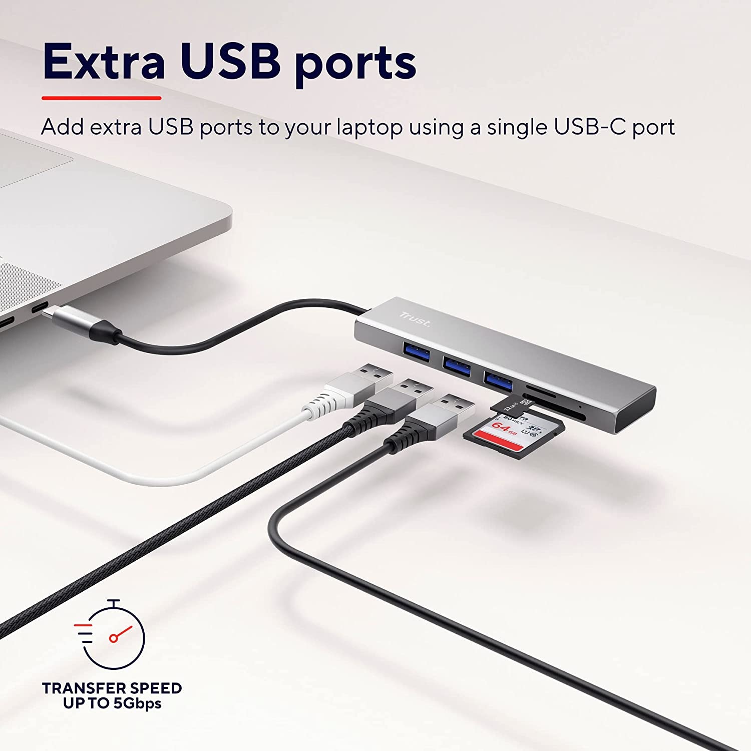 Trust Adapter »HALYX FAST USB-C HUB & CARD READER«, 15 cm