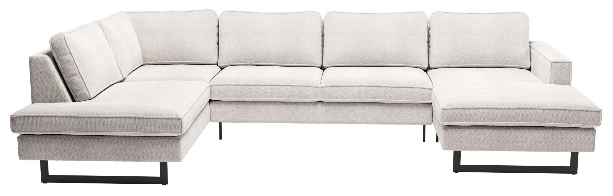 Places of Style Wohnlandschaft »Pinto, 350 cm, U-Form, XXL, mit Ottomanen«, Cord, Chenille, Lederoptik, mit Keder, Metallfüße, Wellenunterfederung