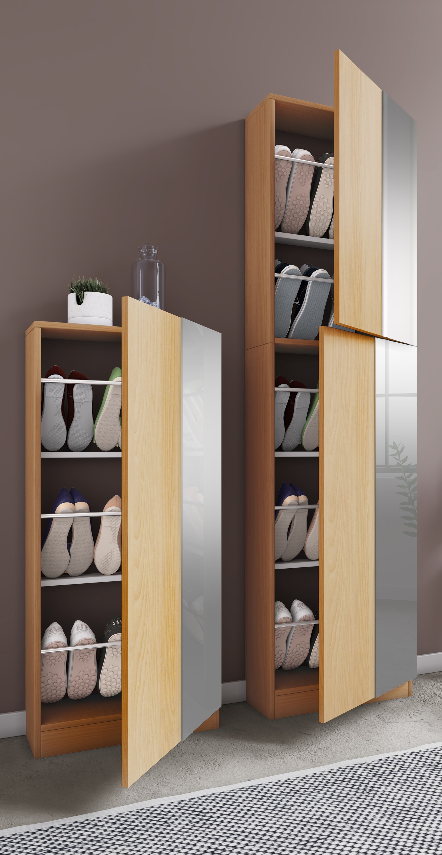 VCM Schuhschrank »Holz Schuhschrank Schuhkommode Fulisa L Spiegel« 1 Stk. tlg.