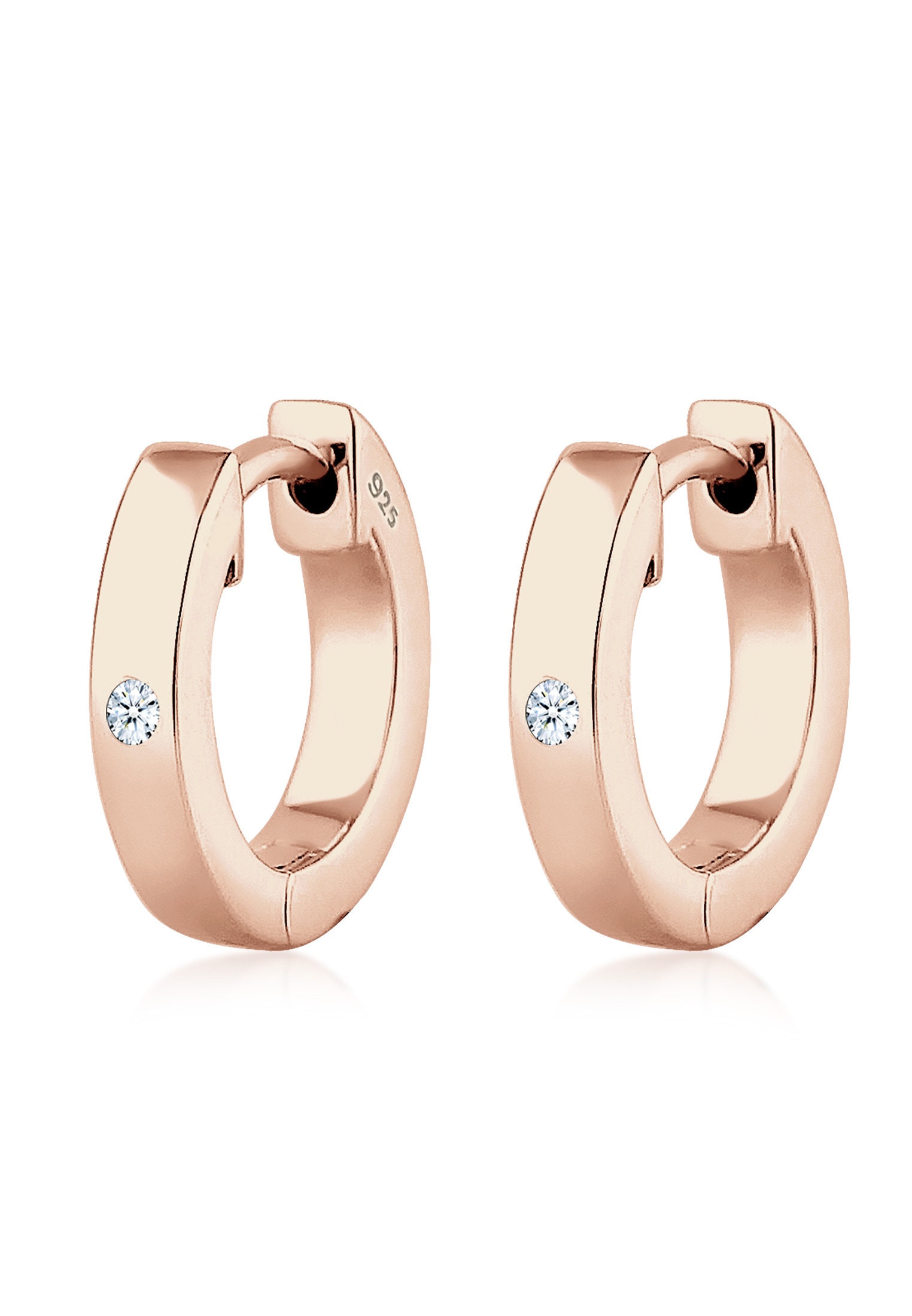 Elli DIAMONDS Paar Creolen »Ohrringe Creole Basic Diamant (0.03 ct) 925 Sterling Silber«