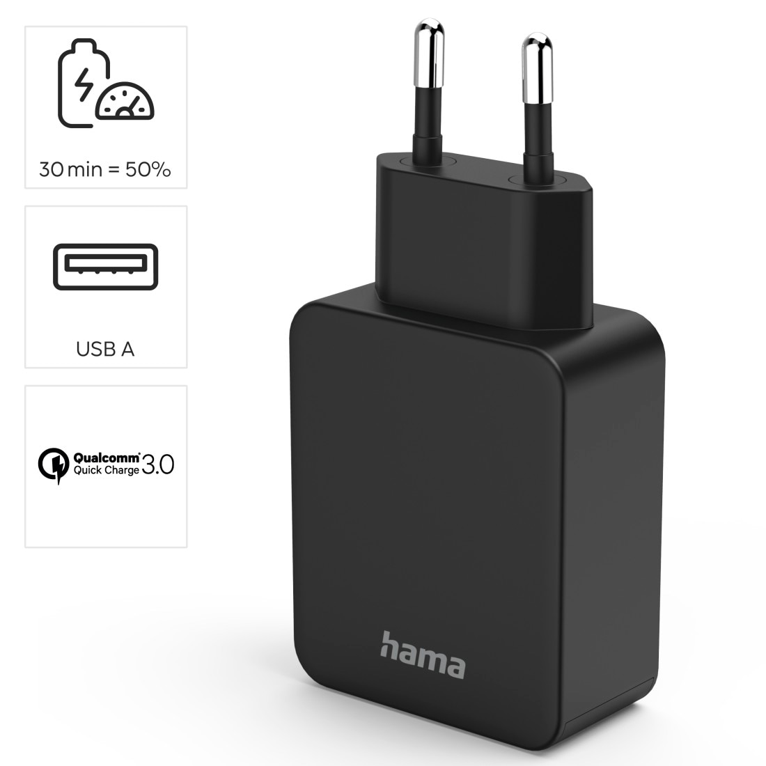 Hama USB-Ladegerät »Ladestecker USB A 19,5 Watt, Handy Schnellladegerät m Quick Charge 3.0«