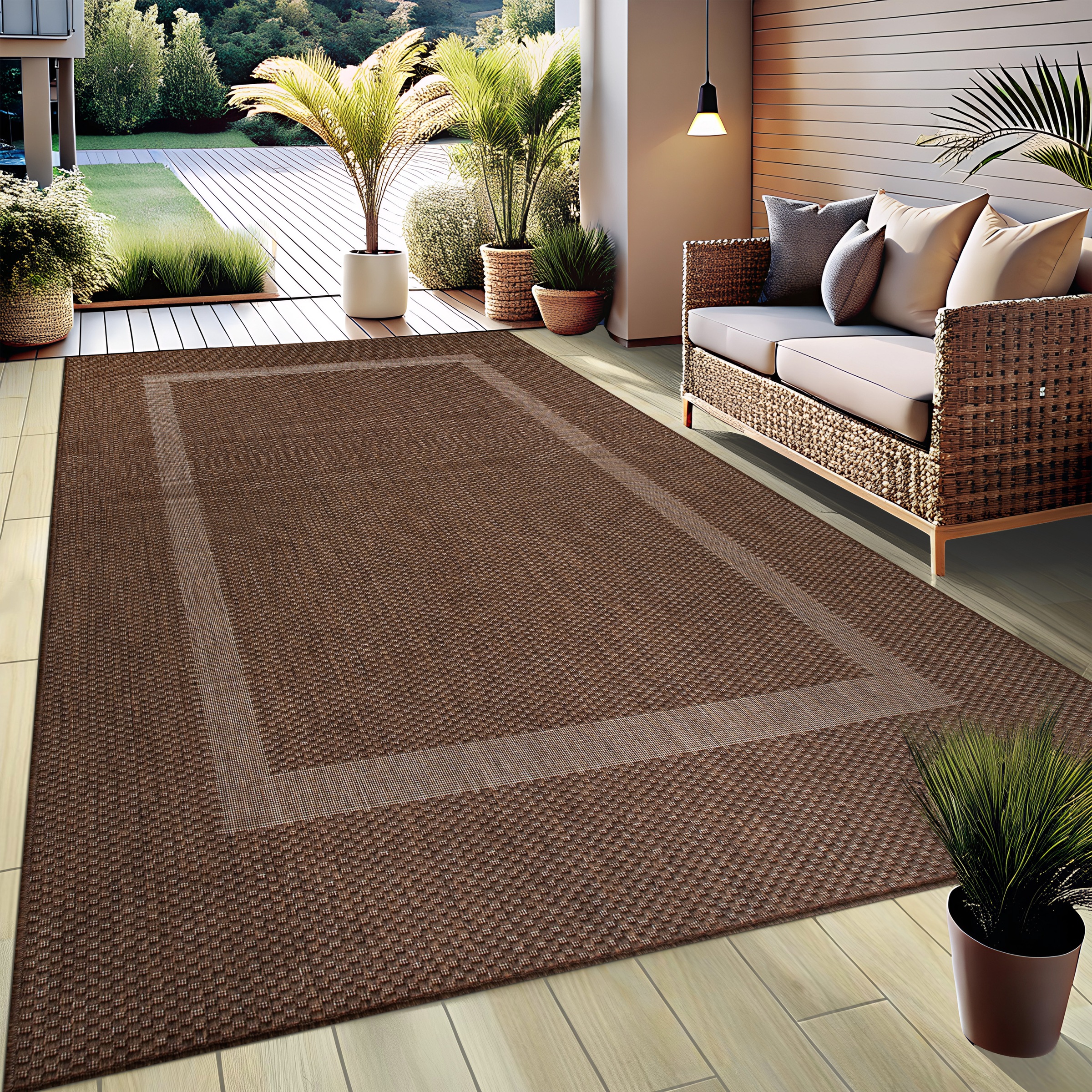 OTTO home Teppich »Venedig Bordüre auch als Läufer erhältlich« rechteckig 3 mm Höhe In- und Outdoor geeignet, Sisal-Optik, Wetterfest & UV-beständig