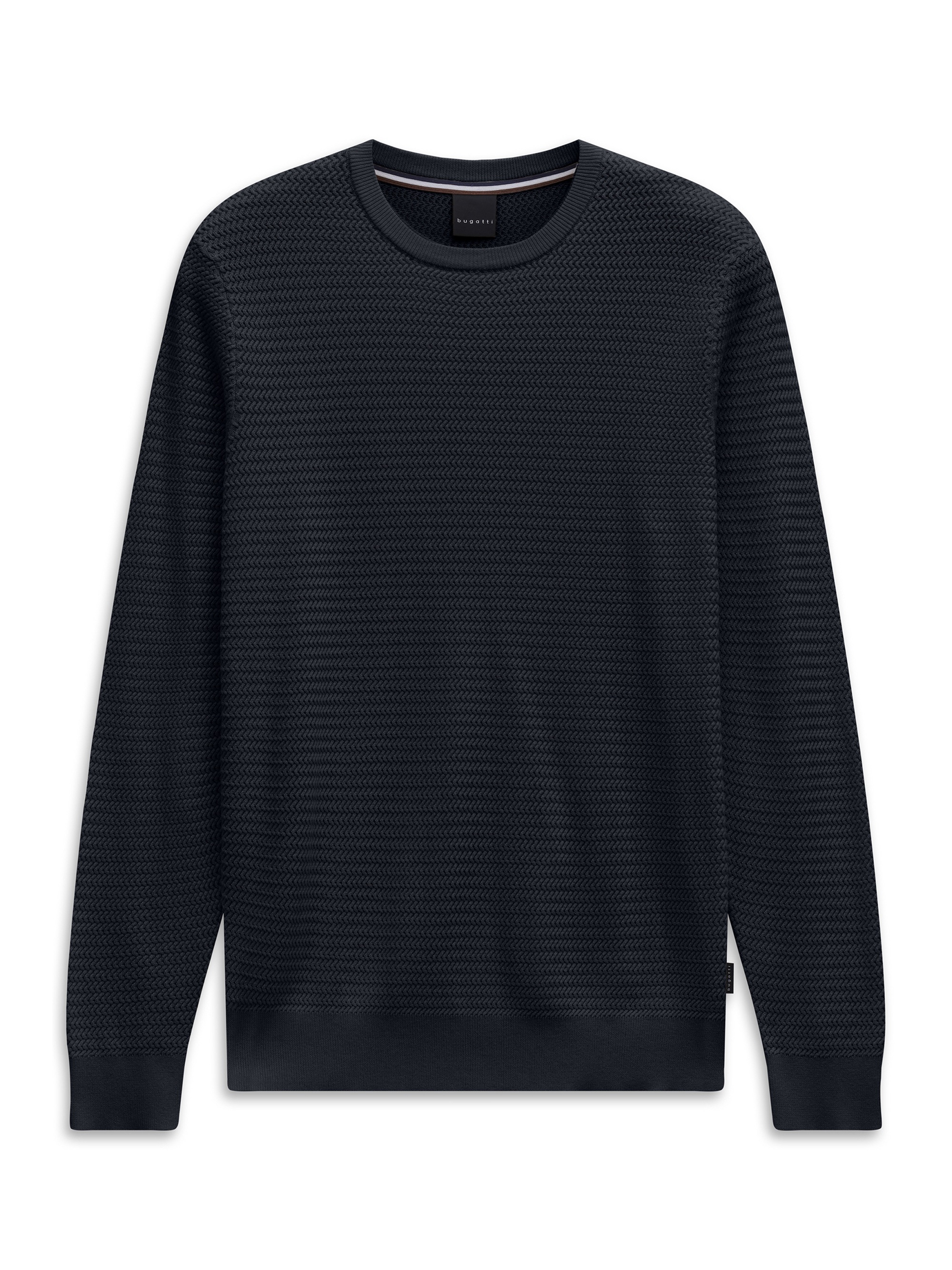 bugatti Rundhalspullover »Regular Fit« Regular Fit Baumwolle Rundhals Struktur
