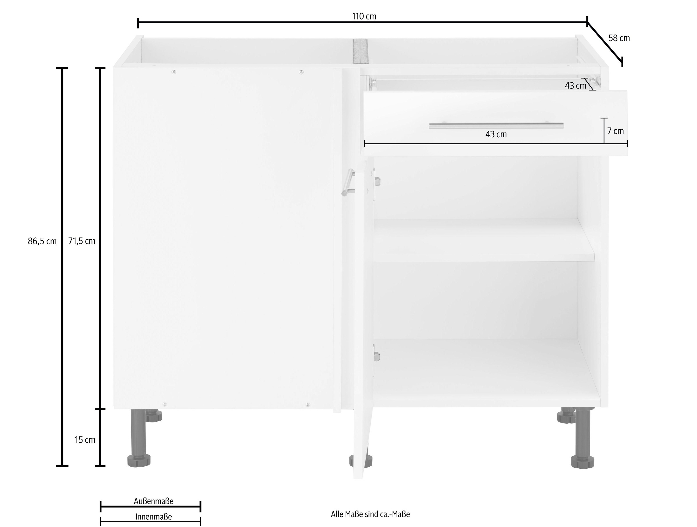 Küchen auf Eckunterschrank mit wiho Raten bestellen Metallgriffen »Ela«,