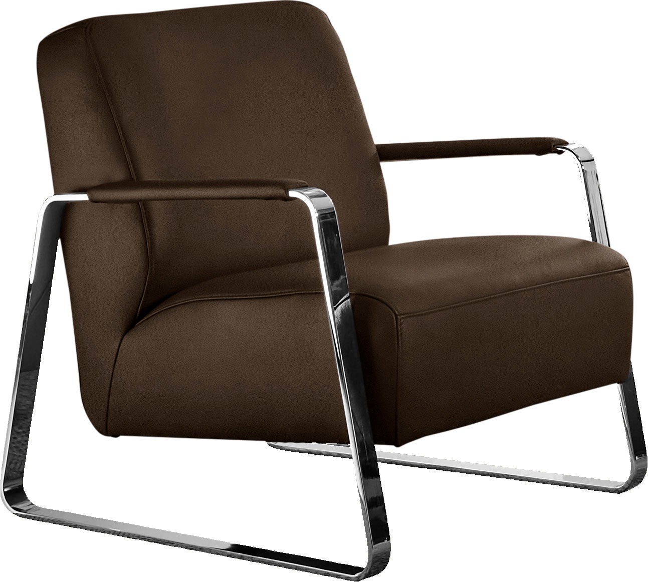 W.SCHILLIG Cocktailsessel »quadroo Designsessel, Loungesessel« mit bezogenen Armlehnen, Gestell in Chrom glänzend
