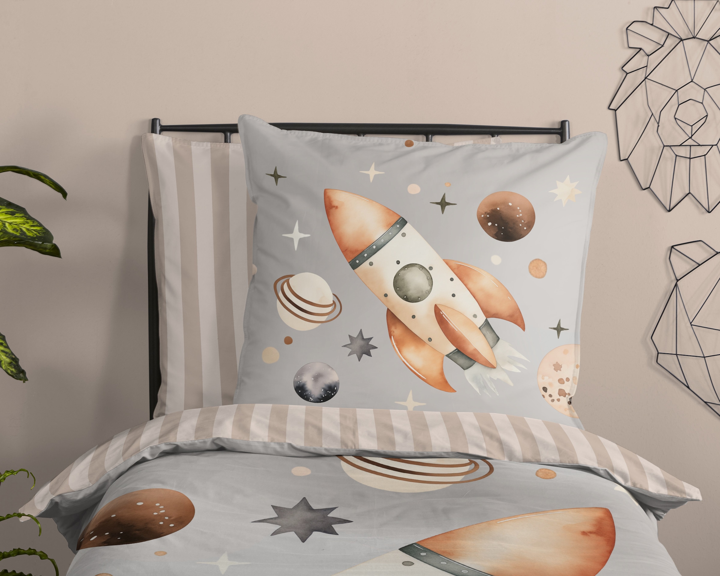 good morning Kinderbettwäsche »Exploree«, Baumwolle, Renforcé, Wendeoptik, Kind, Junge, Weltall, Rakete