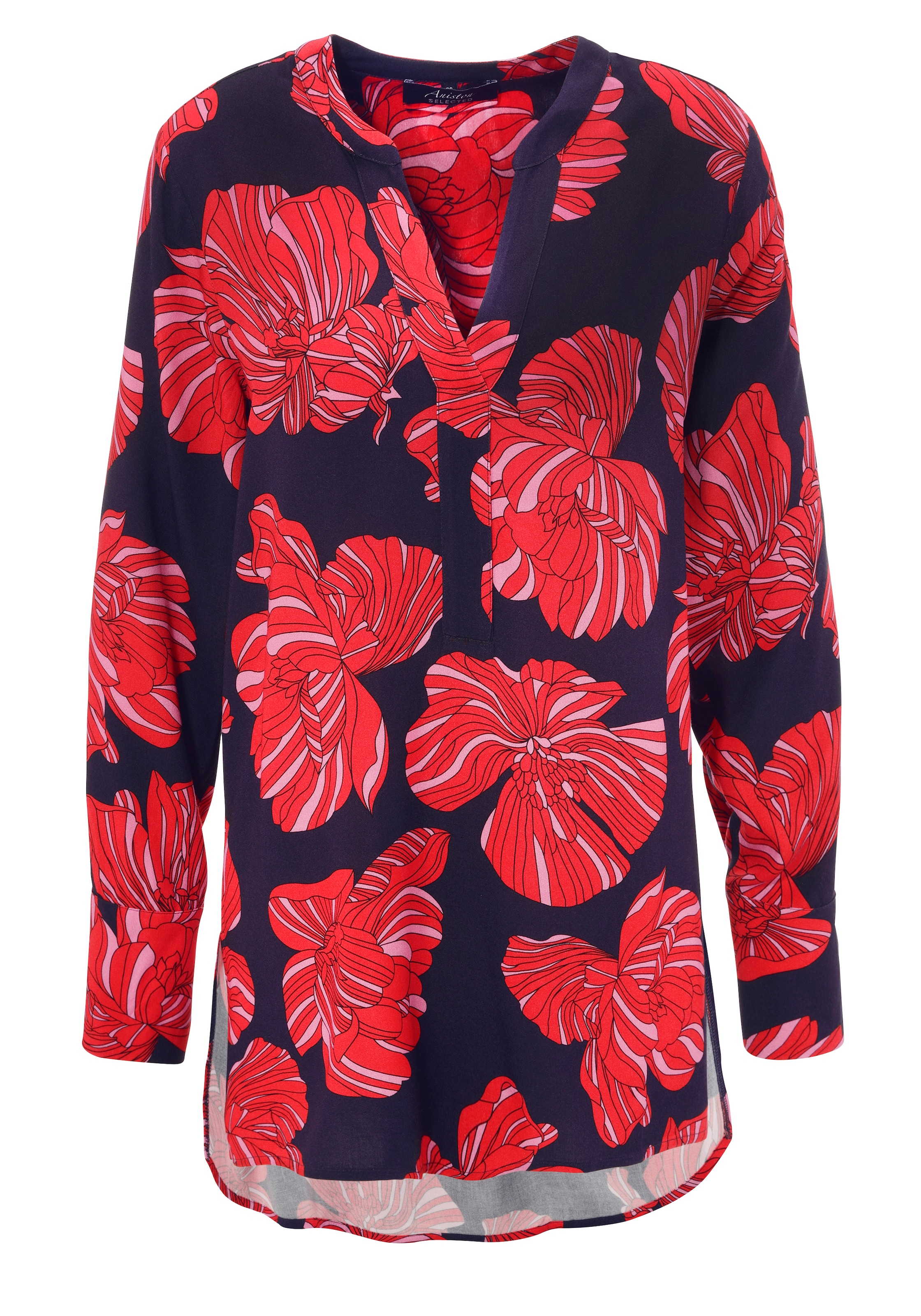 Aniston SELECTED Longbluse, mit ausgefallenen Blütendruck