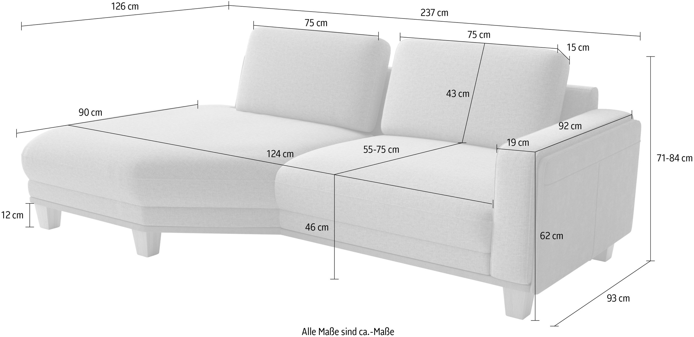 sit&more Ecksofa »Concept« Modernes Sofa in drei Fußfarben zur Auswahl