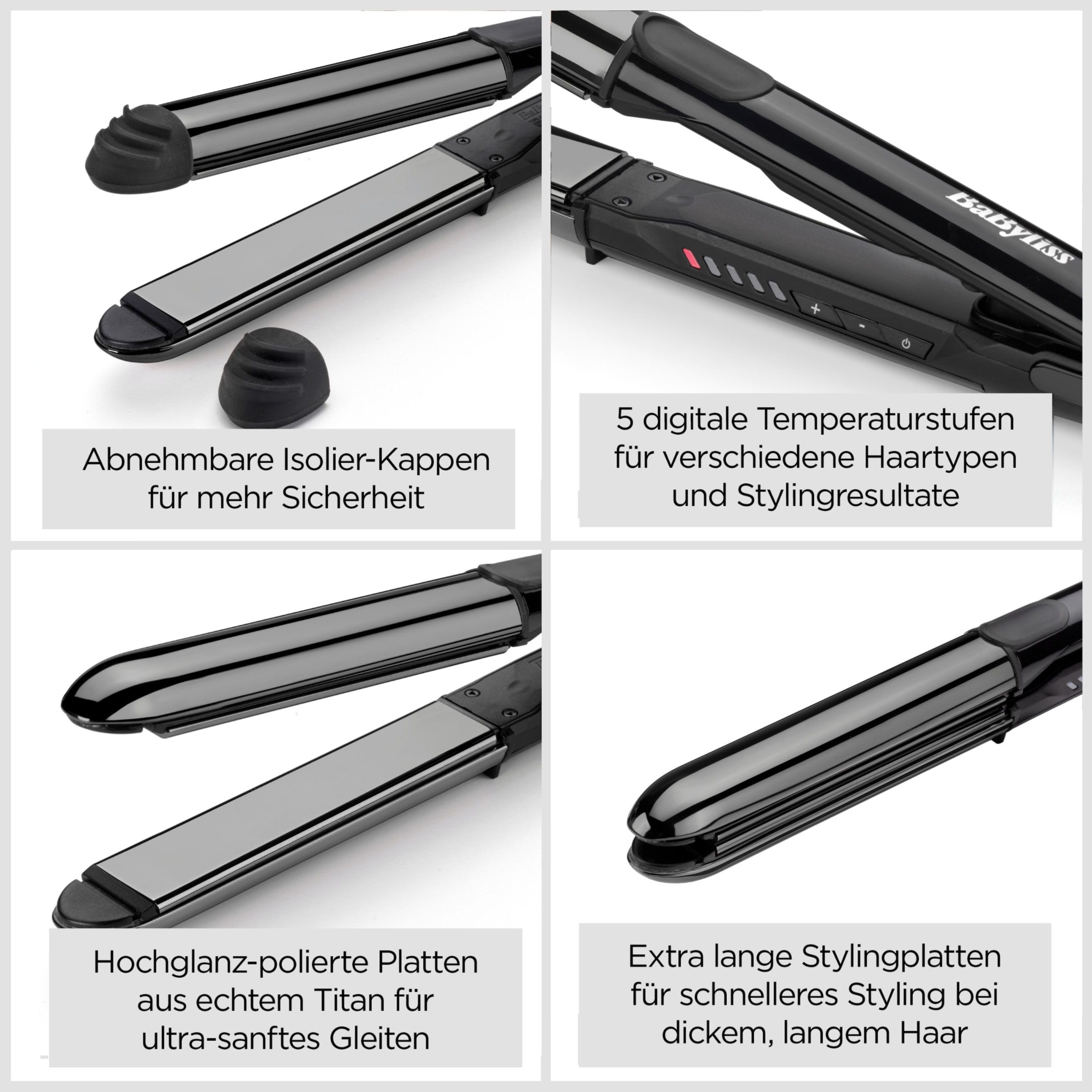 BaByliss Glätteisen »Straight & Curl Glätteisen zum Glätten und Locken, ST486E« Titan-Keramikplatten, Ionen-Technologie, 5 Temperaturen
