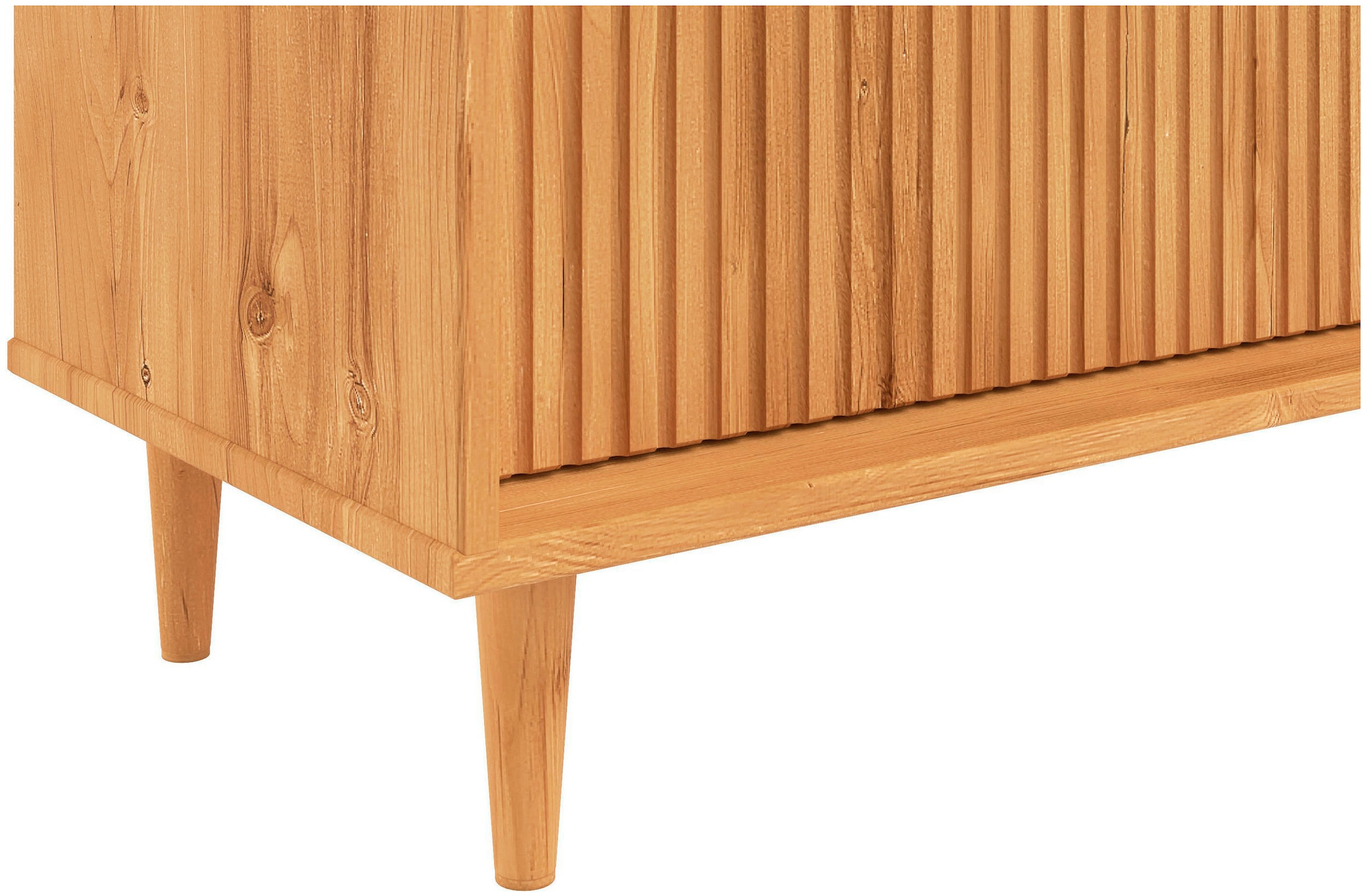 OTTO home Highboard »Malmedy Front mit gefrästen Rillen« Kommode Midischrank aus massivem Kiefernholz, Push-to-open, B 100 cm