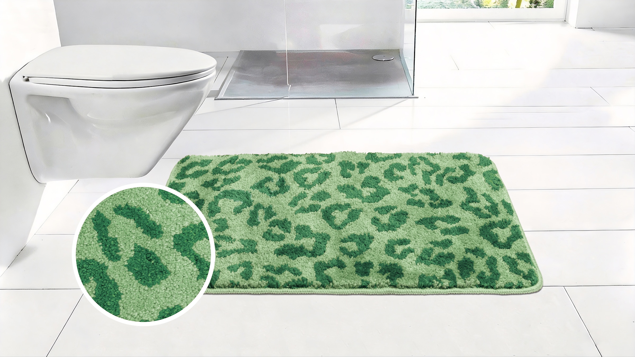 OTTO home Badematte "Anna Leo, Badvorleger, Badezimmer Teppich, Duschvorleger" Höhe 15 mm rutschhemmend beschichtet fußbodenheizungsgeeignet  schnell trocknend mit Animal Print, modernes Muster, Leo, weich