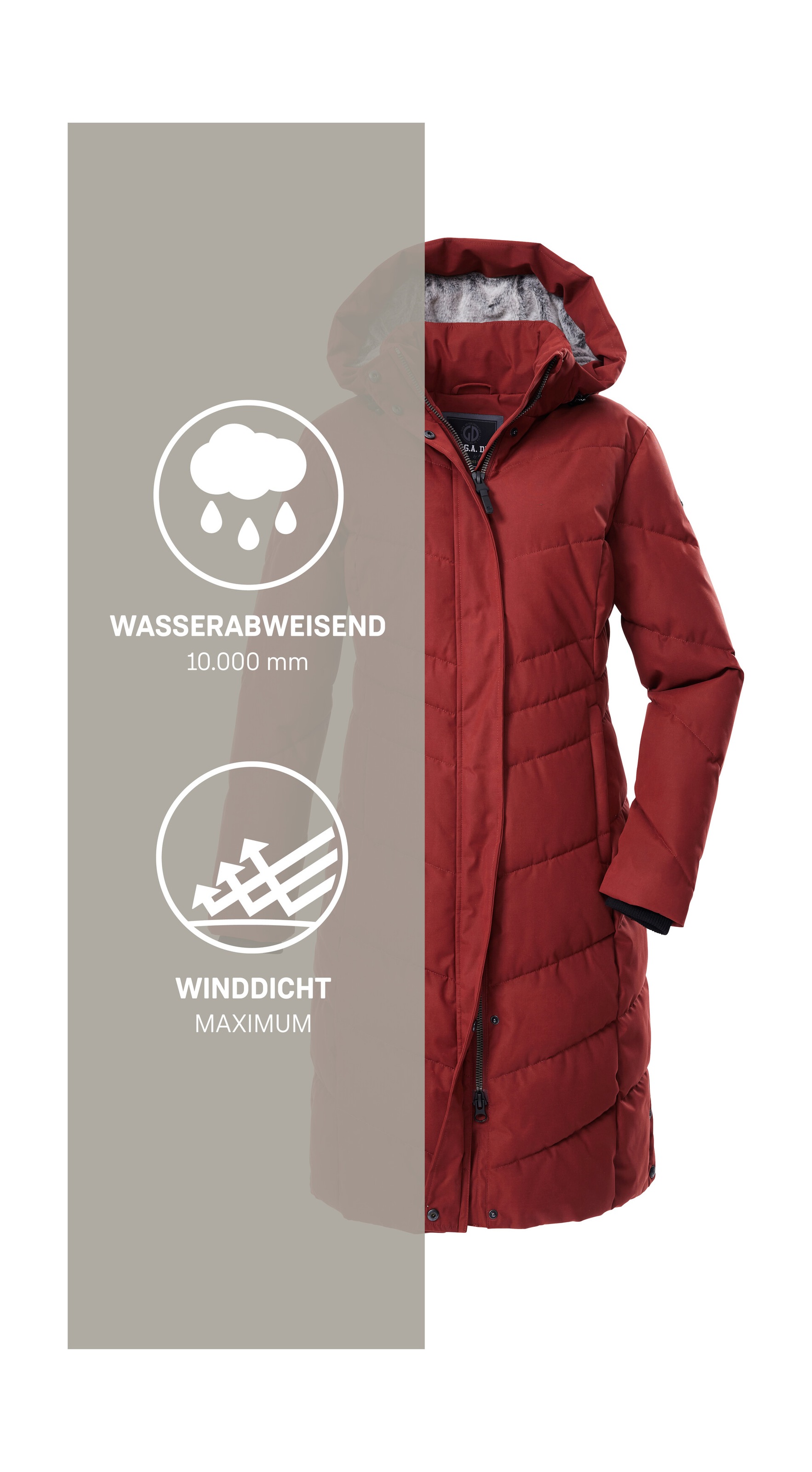 G.I.G.A. DX by killtec Steppmantel »GW 61 WMN QLTD CT«, Damenmantel, wasserabweisend, winddicht, Kapuze verstellbar, PFAs-frei