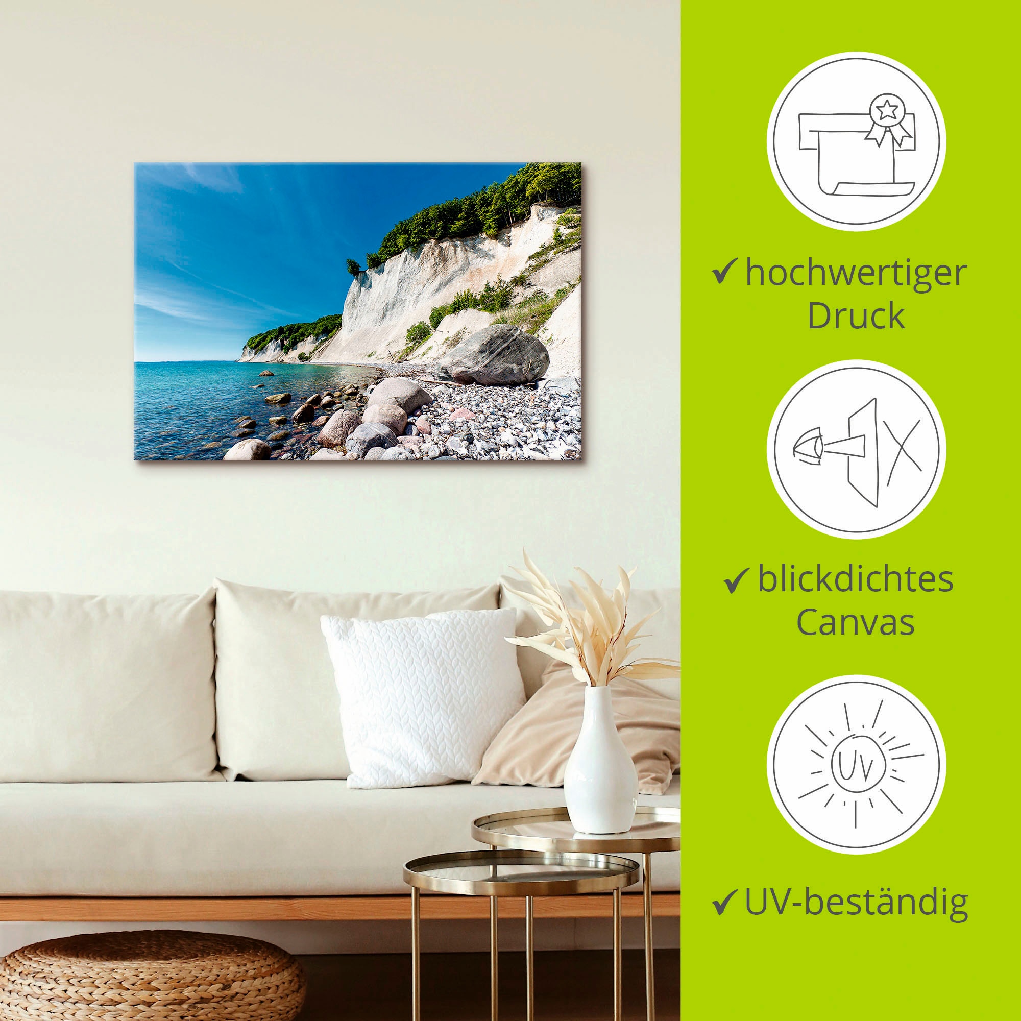 Artland Leinwandbild »Kreidefelsen auf der Insel Rügen 2« Küste 1 Stk. tlg. auf Holzrahmen gespannt