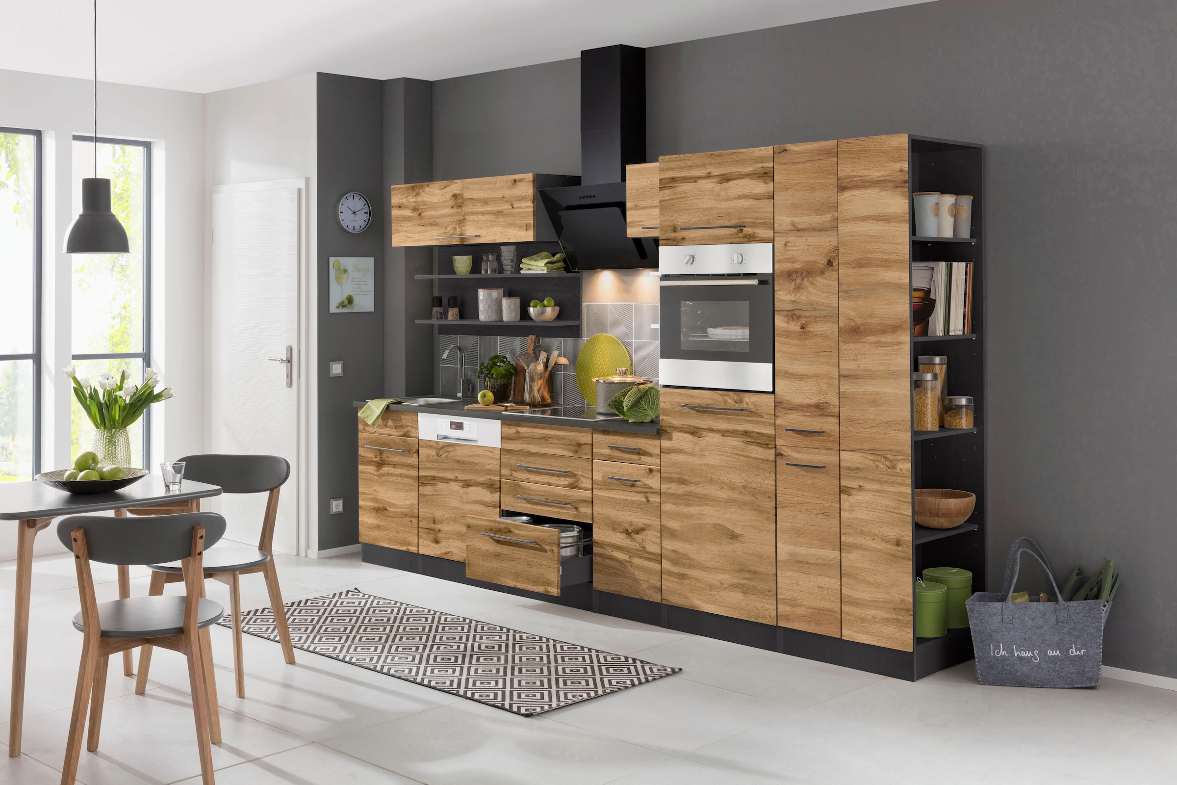 KOCHSTATION Anbauregal »KS-Tulsa« 30 cm breit, 200 cm hoch, mit 5 Fächern, MDF Front