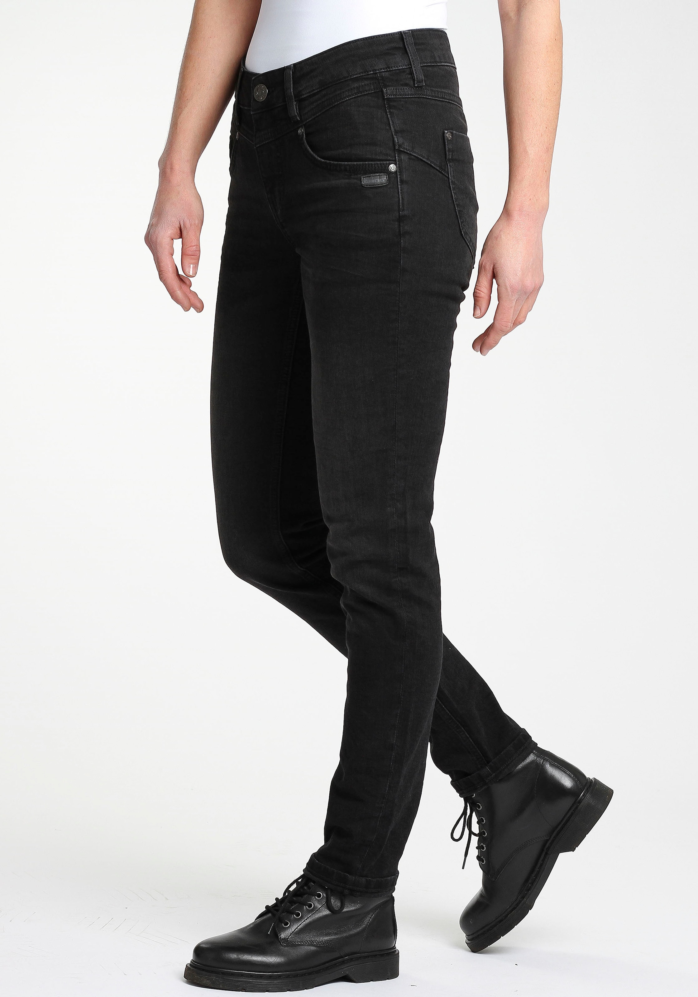 GANG Skinny-fit-Jeans »94MARISSA«, mit modischer V-Passe vorn & hinten bei  ♕ | Stretchjeans