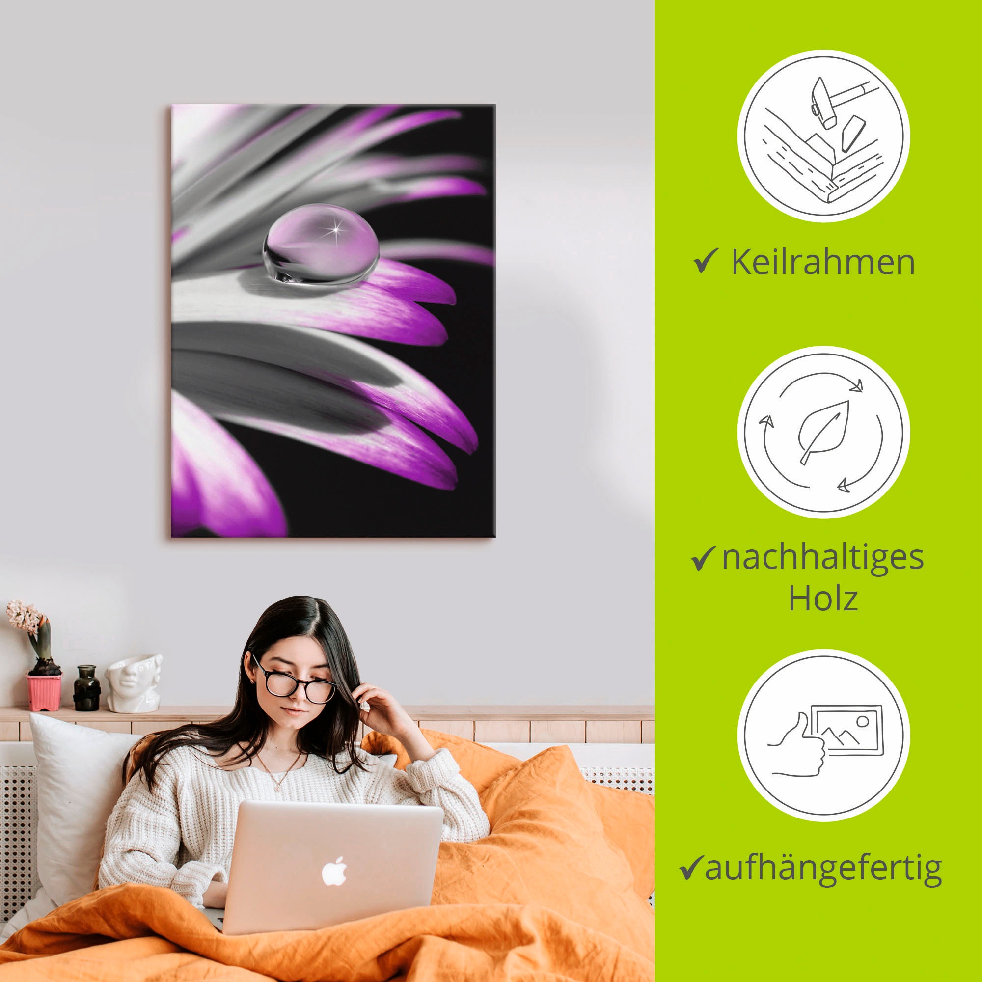 Artland Wandbild »Tropfen«, Blumen, (1 St.), als Leinwandbild, Poster, Wandaufkleber in verschied. Größen