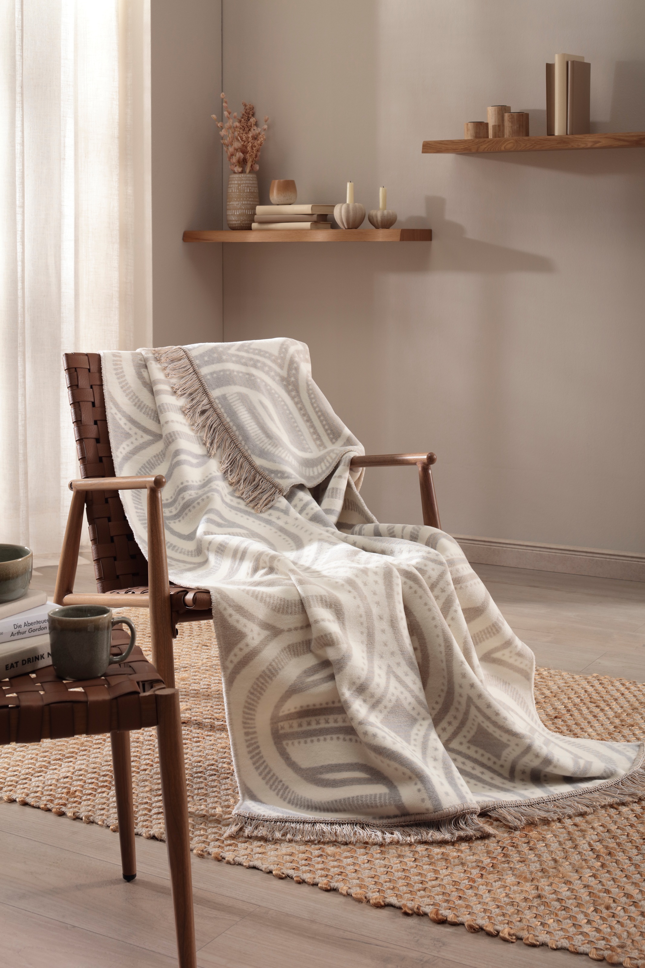 Biederlack Wohndecke »Raw Texture« 150 x 200, mit Franse