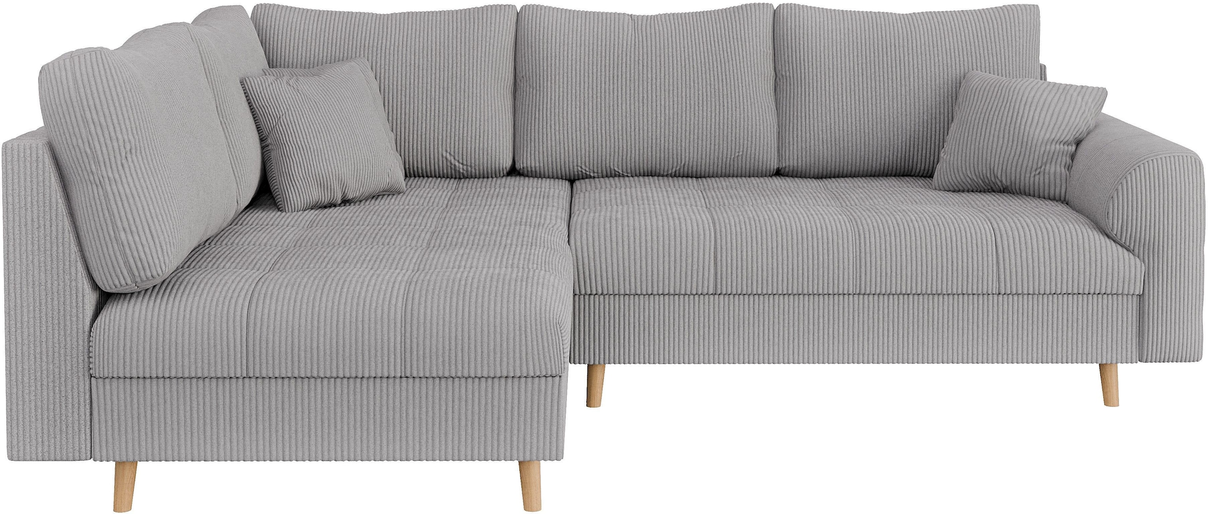Home affaire Ecksofa »CHARRE L-Form mit Ottomane, Maße B/T/H: 231/161/81 cm«, feine Steppung, lose Rücken- und Zierkissen, auch in Cord und Bouclé