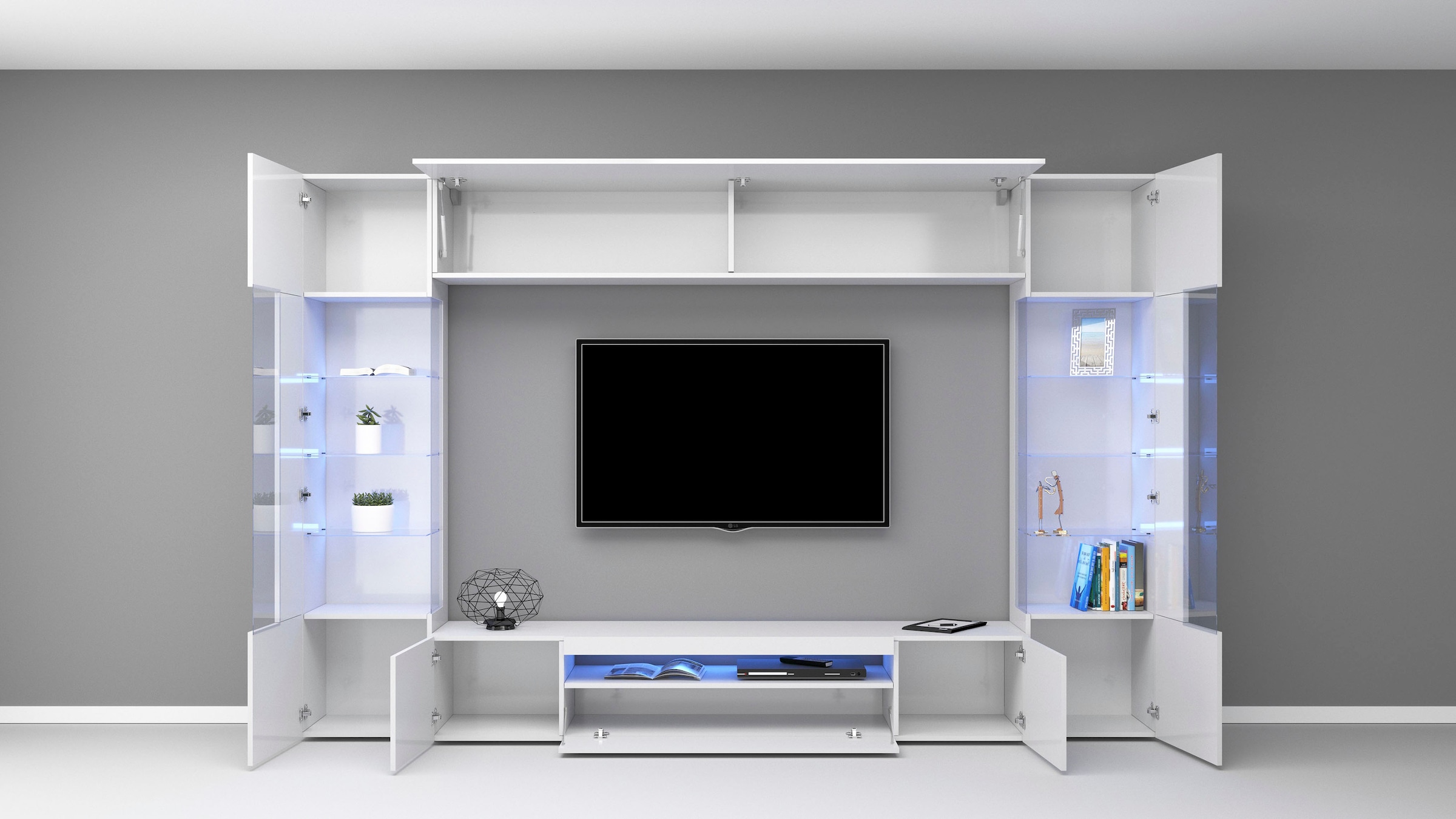 INOSIGN Wohnwand »New Egypt«, (4 St., Breite 290cm), bestehend aus 2 Stauraumvitrinen, 1 Lowboard, 1 Hängeschrank