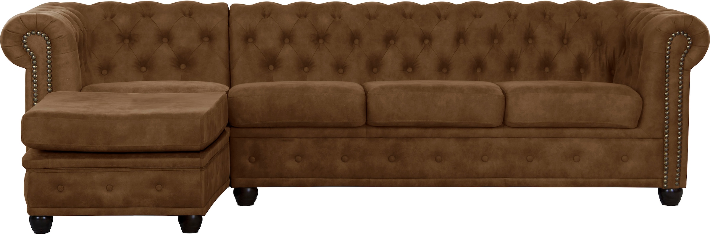 Home affaire Chesterfield-Sofa »Rysum L-Form« Chesterfield-Optik mit Ottomanen-Abschluß