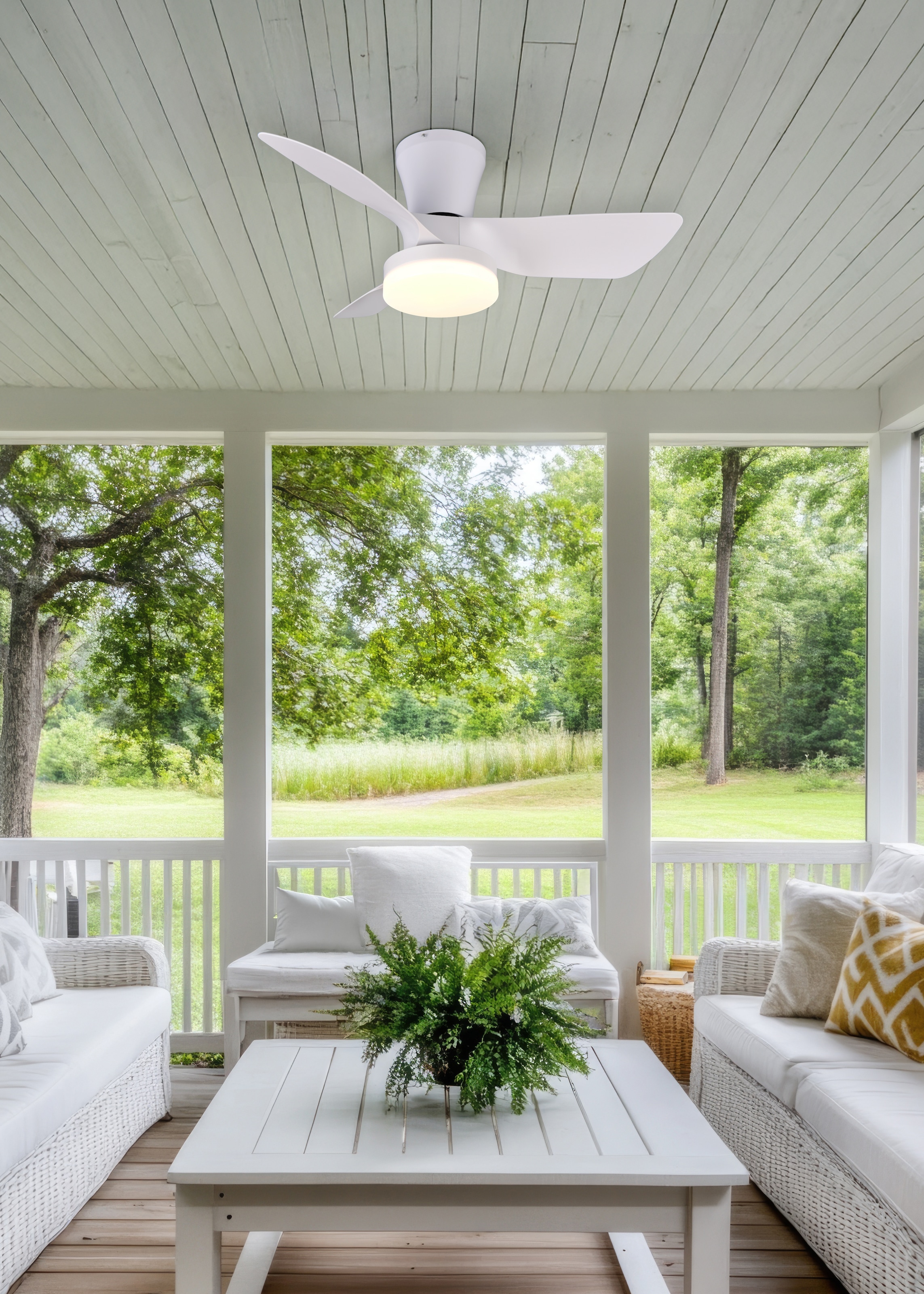 REALITY Leuchten LED Deckenleuchte »RANDERS mit Ventilator, Deckenventilator mit Licht inkl Fernbedienung« LED-Board 1 Stk. warmweiß - kaltweiß 6 Geschwindigkeiten Timer Vor- & Rücklauf LED dimmbar CCT Nachtlicht