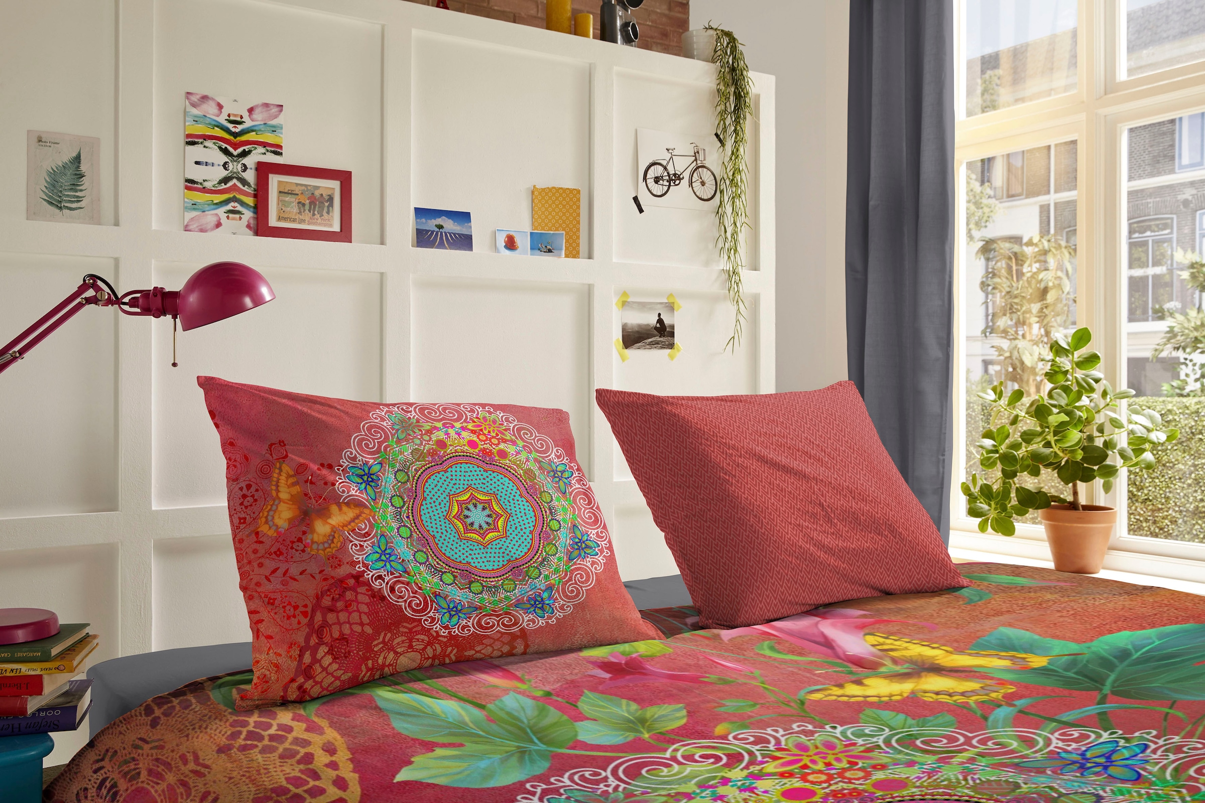 hip Wendebettwäsche »Novali« 2 Stk. tlg. Mako-Satin, 135x200, Reißverschluss, Wende, Mandala Blumen, Terrakotta