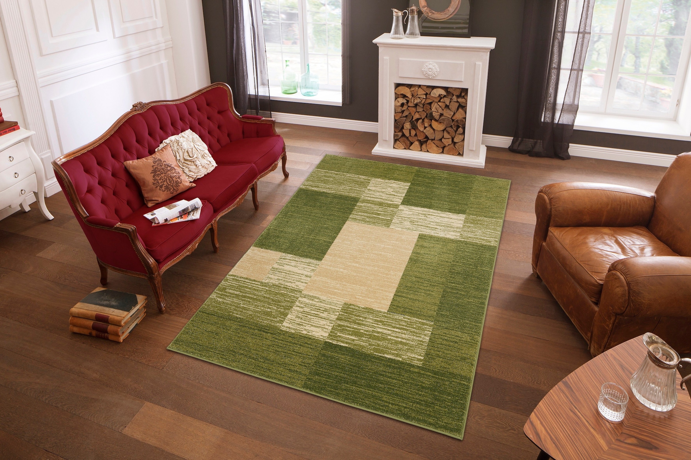 OTTO home Teppich »Melvin« rechteckig 8 mm Höhe schön weich, Kurzflor Teppich Karo-Muster, Wohnzimmer, Esszimmer