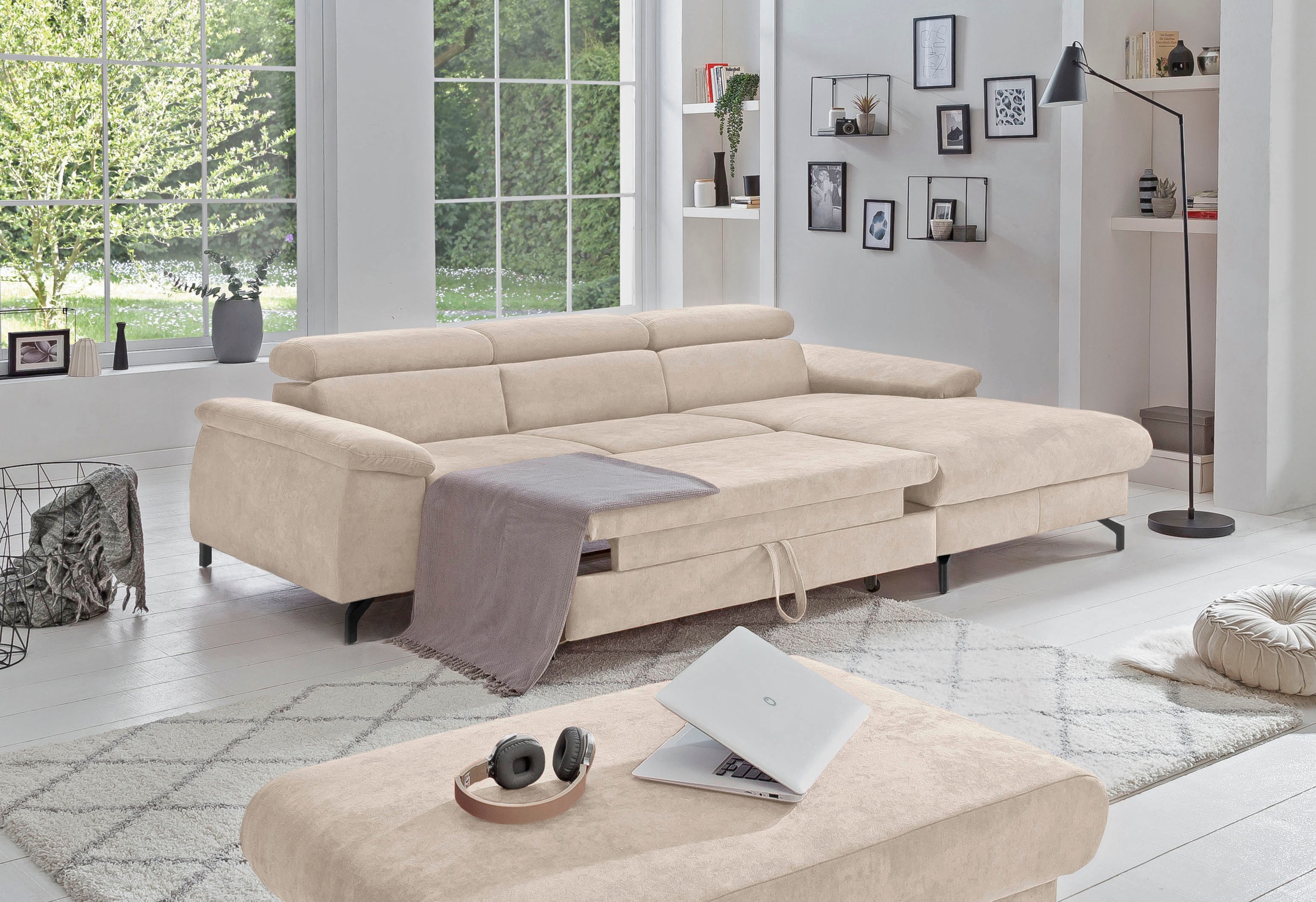 COTTA Ecksofa »Kitty L-Form«, mit Kopfteilverstellung, wahlweise mit Bettfunktion & Bettkasten
